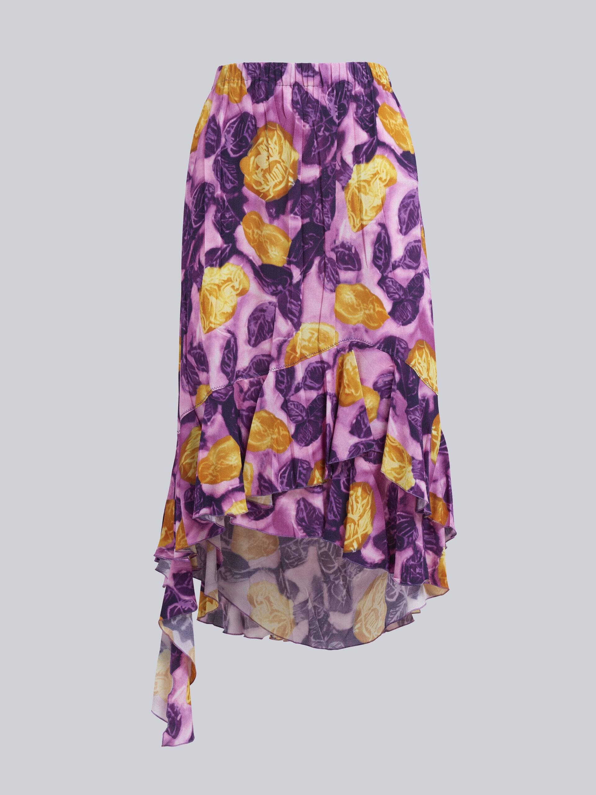 MARNI WOMEN'S FLORAL ASYMMETRIC RUFFLED SKIRT