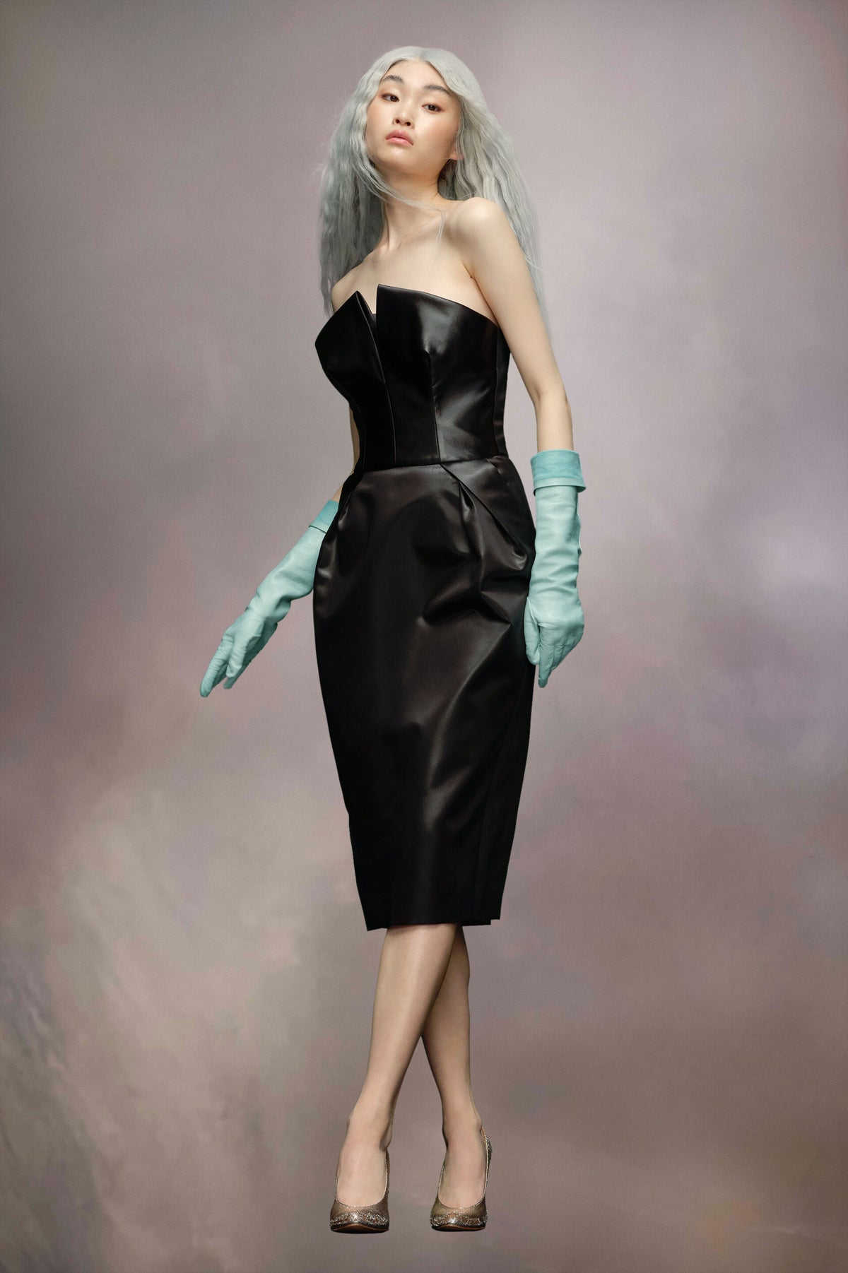 MAISON MARGIELA WOMEN'S BLACK STRAPLESS MIDI DRESS