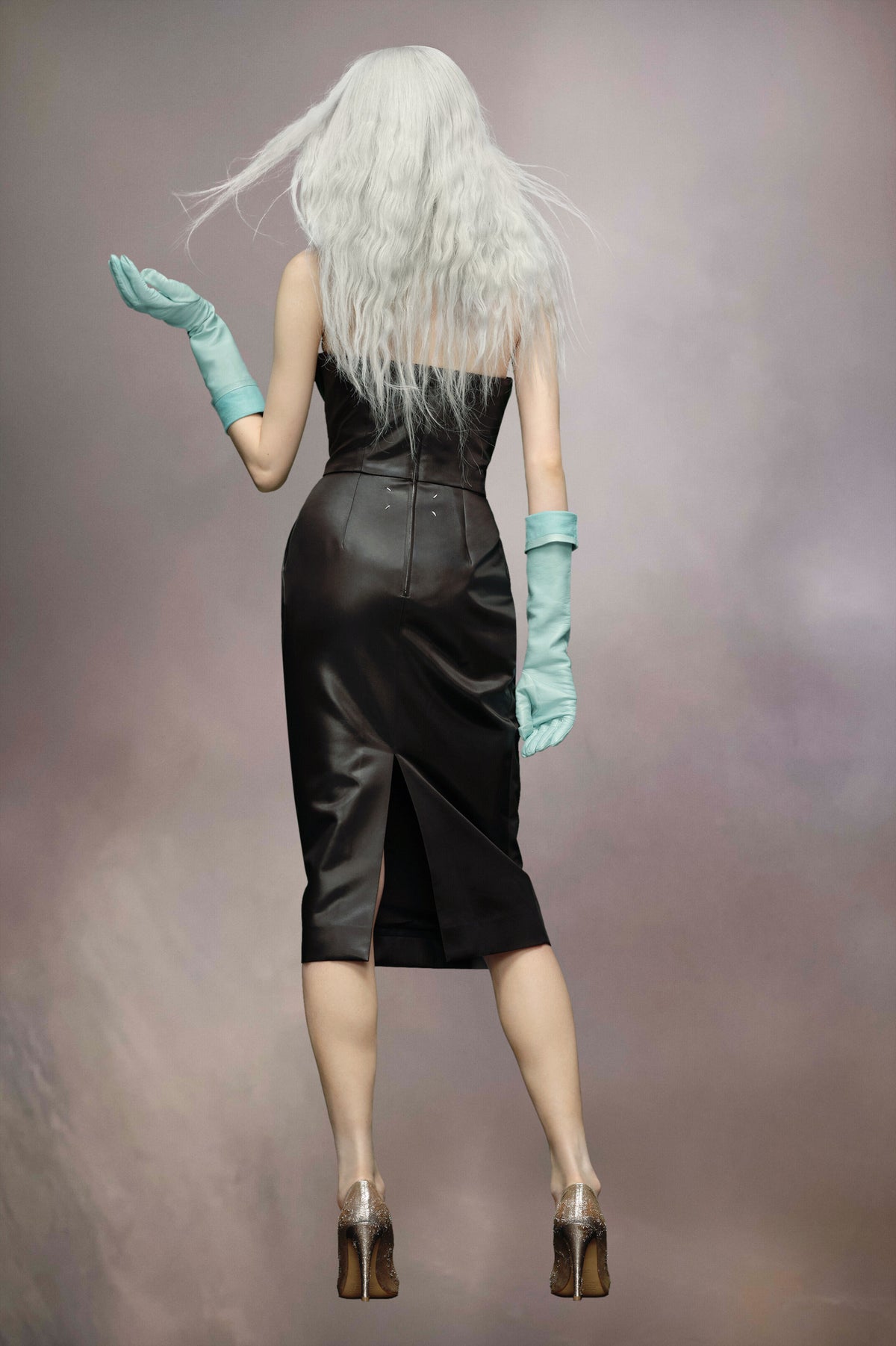MAISON MARGIELA WOMEN'S BLACK STRAPLESS MIDI DRESS