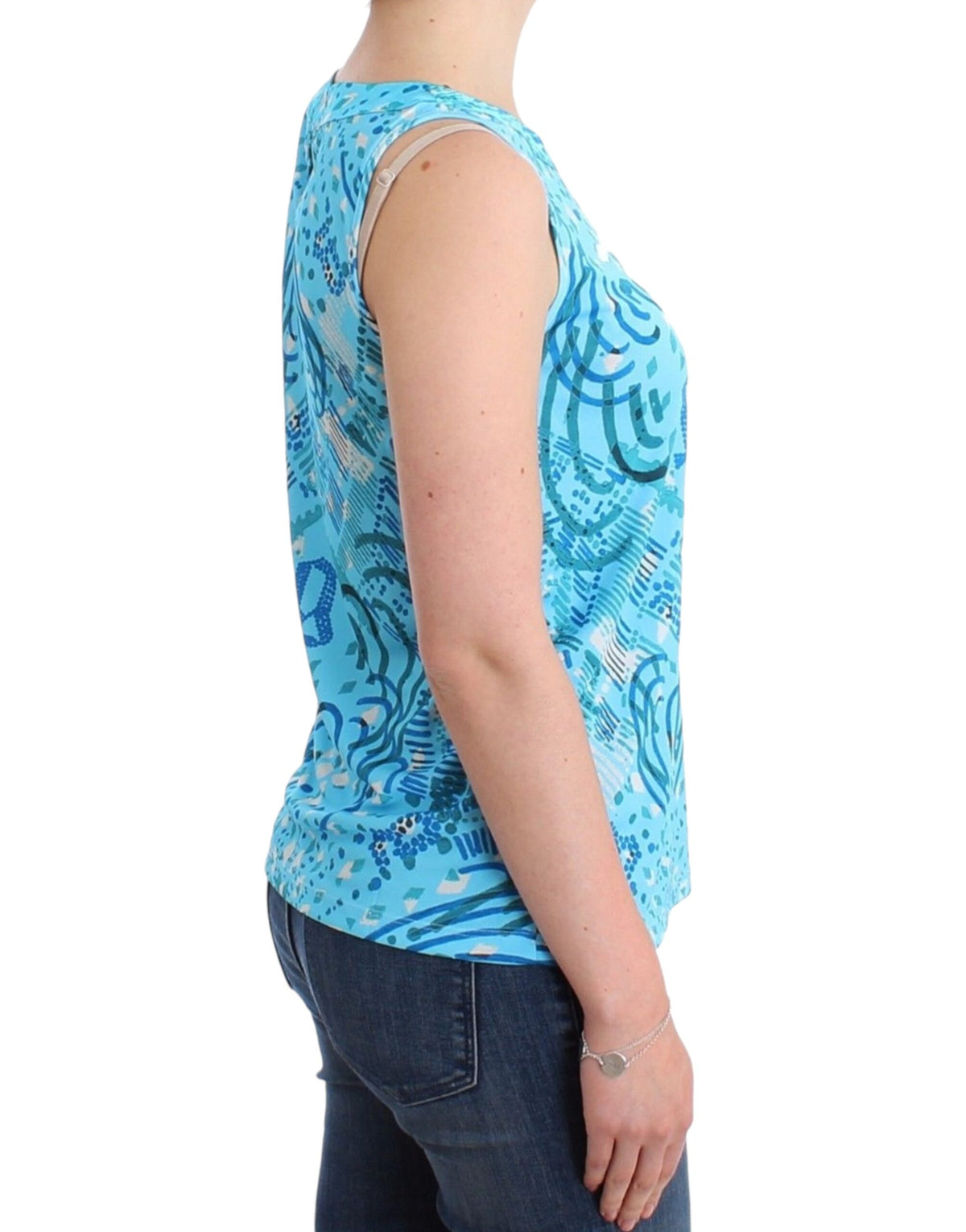 John Galliano Blue printed tank top