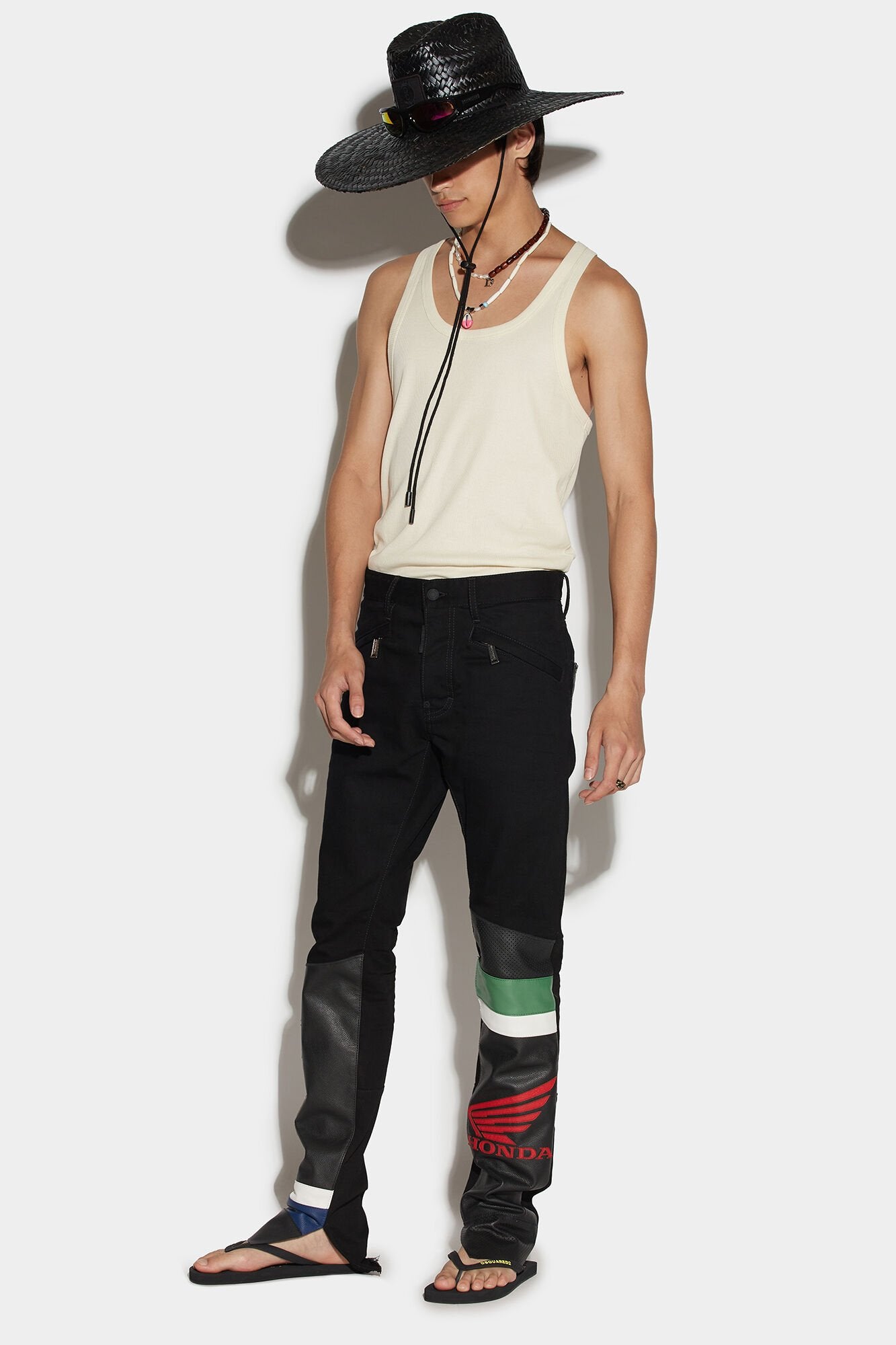 DSQUARED2 MEN'S BLACK TROUSERS WITH BOLD LETTERING