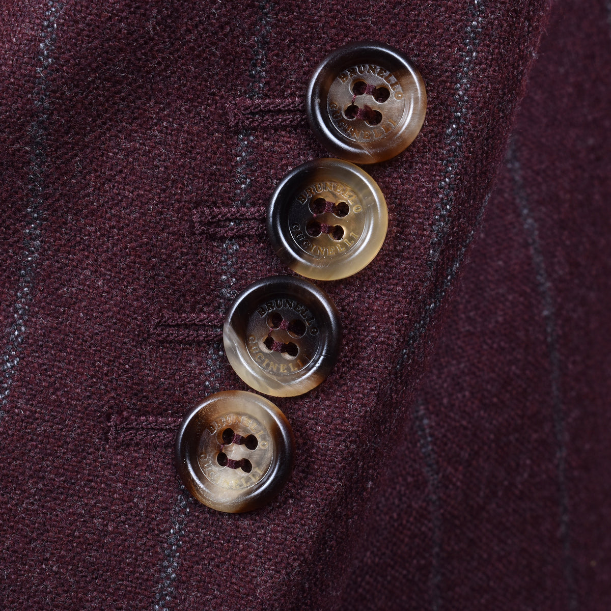 BRUNELLO CUCINELLI MEN'S BURGUNDY WOOL DOUBLE BREASTED BLAZER