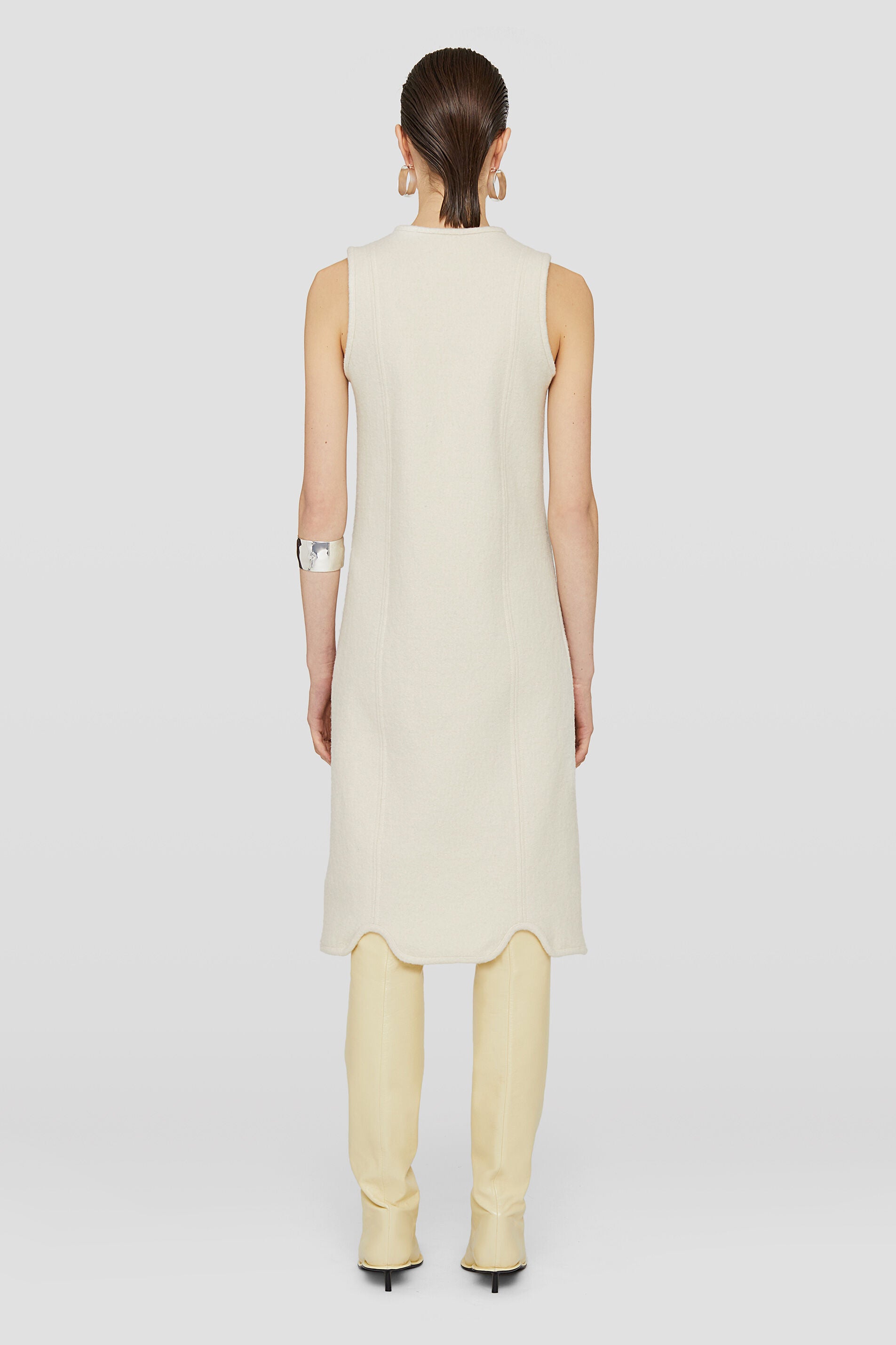 JIL SANDER WOMEN'S OFF WHITE SLEEVELESS DRESS