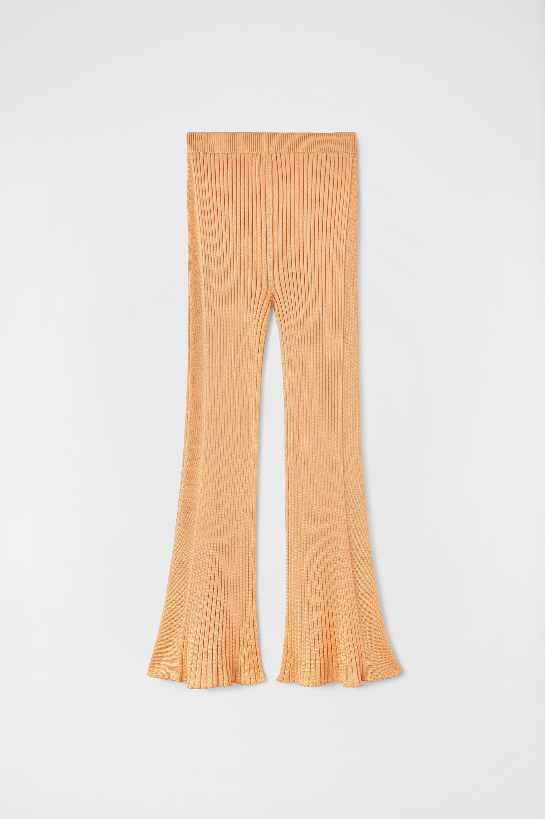 JIL SANDER WOMEN'S LIGHT ORANGE RIBBED FLARE TROUSERS
