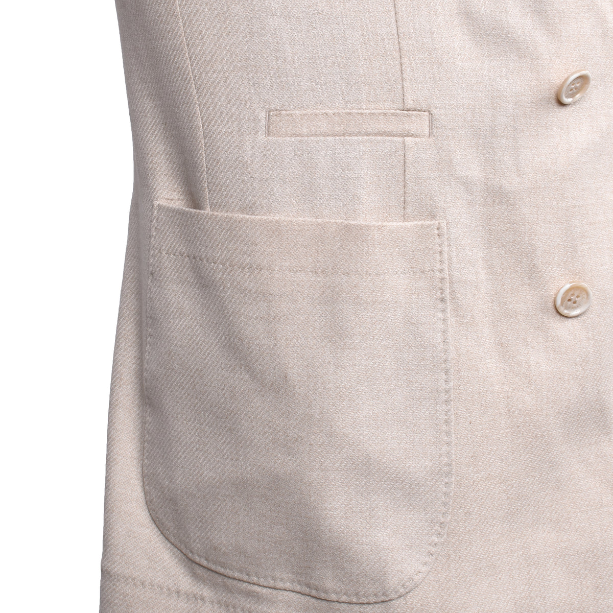 BRUNELLO CUCINELLI MEN'S SAND WOOL DOUBLE BREASTED BLAZER
