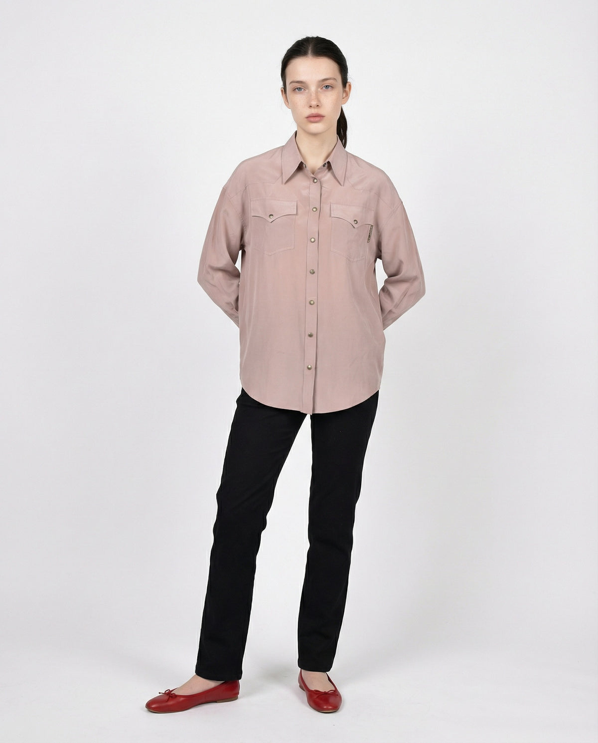 BRUNELLO CUCINELLI WOMEN'S DUSTY PINK SILK SHIRT