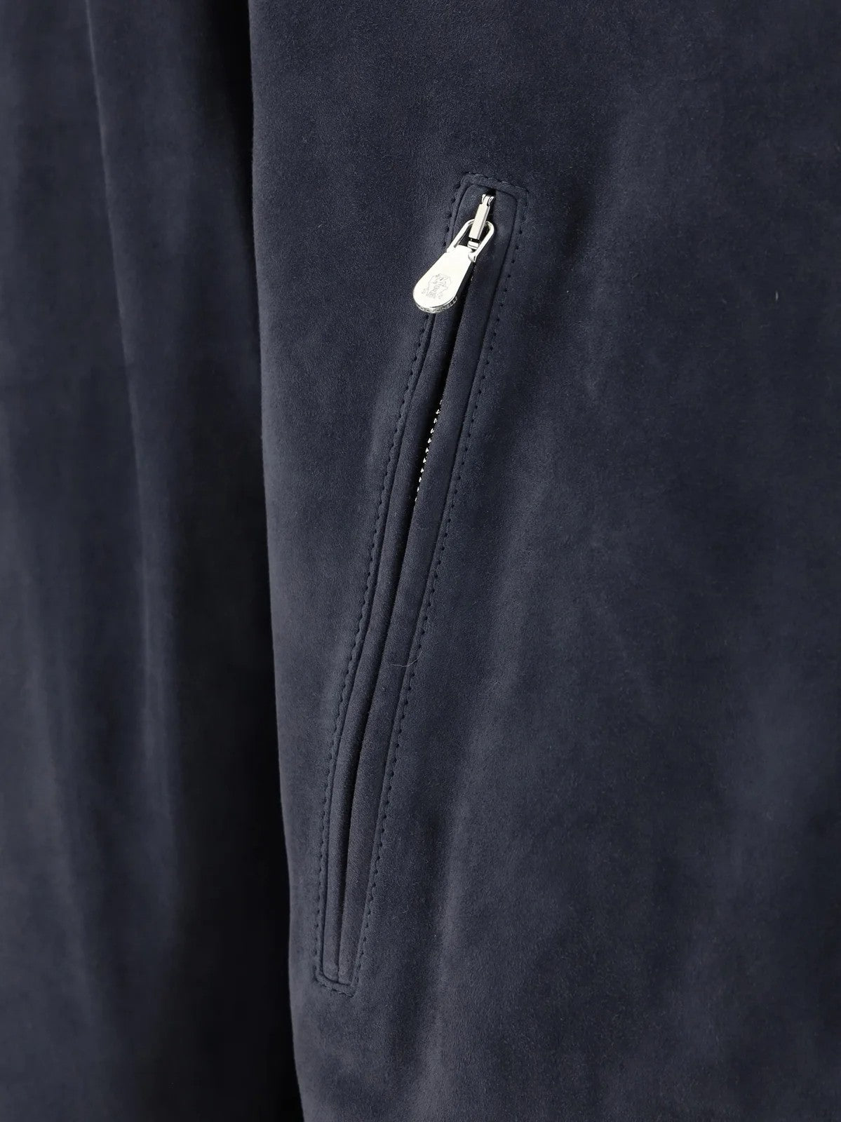 BRUNELLO CUCINELLI MEN'S NAVY LEATHER HOODED JACKET