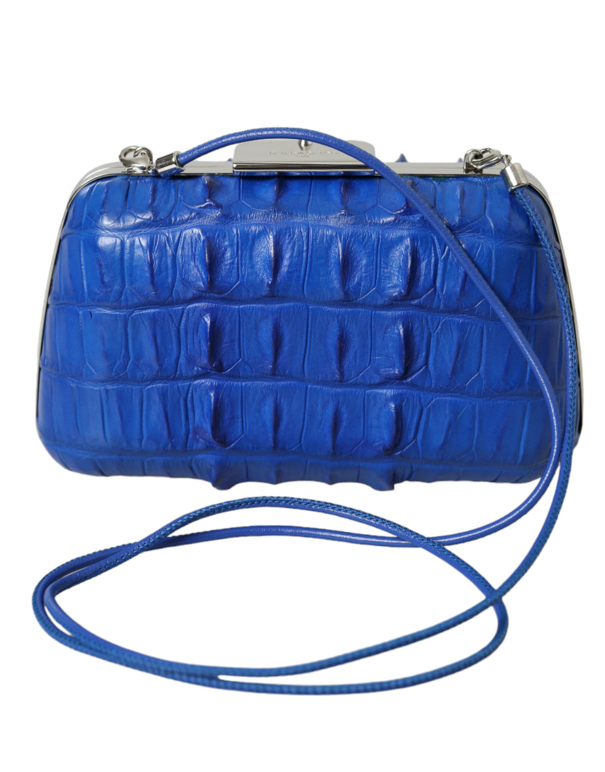 Balenciaga Blue Exotic Skin Leather Shoulder Crossbody Box Clutch Bag
