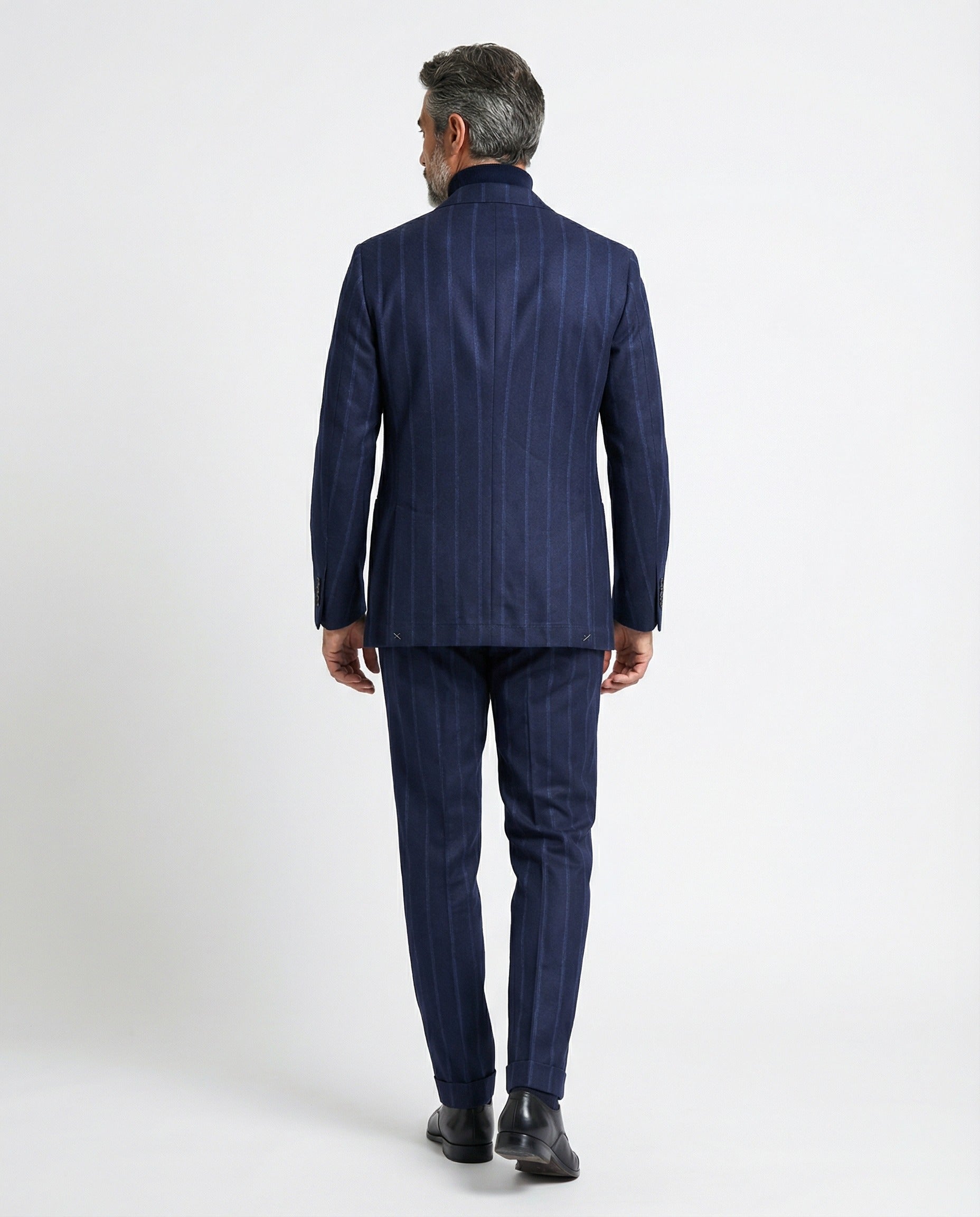 BRUNELLO CUCINELLI MEN'S BLUE CASHMERE BLEND STRIPED SUIT