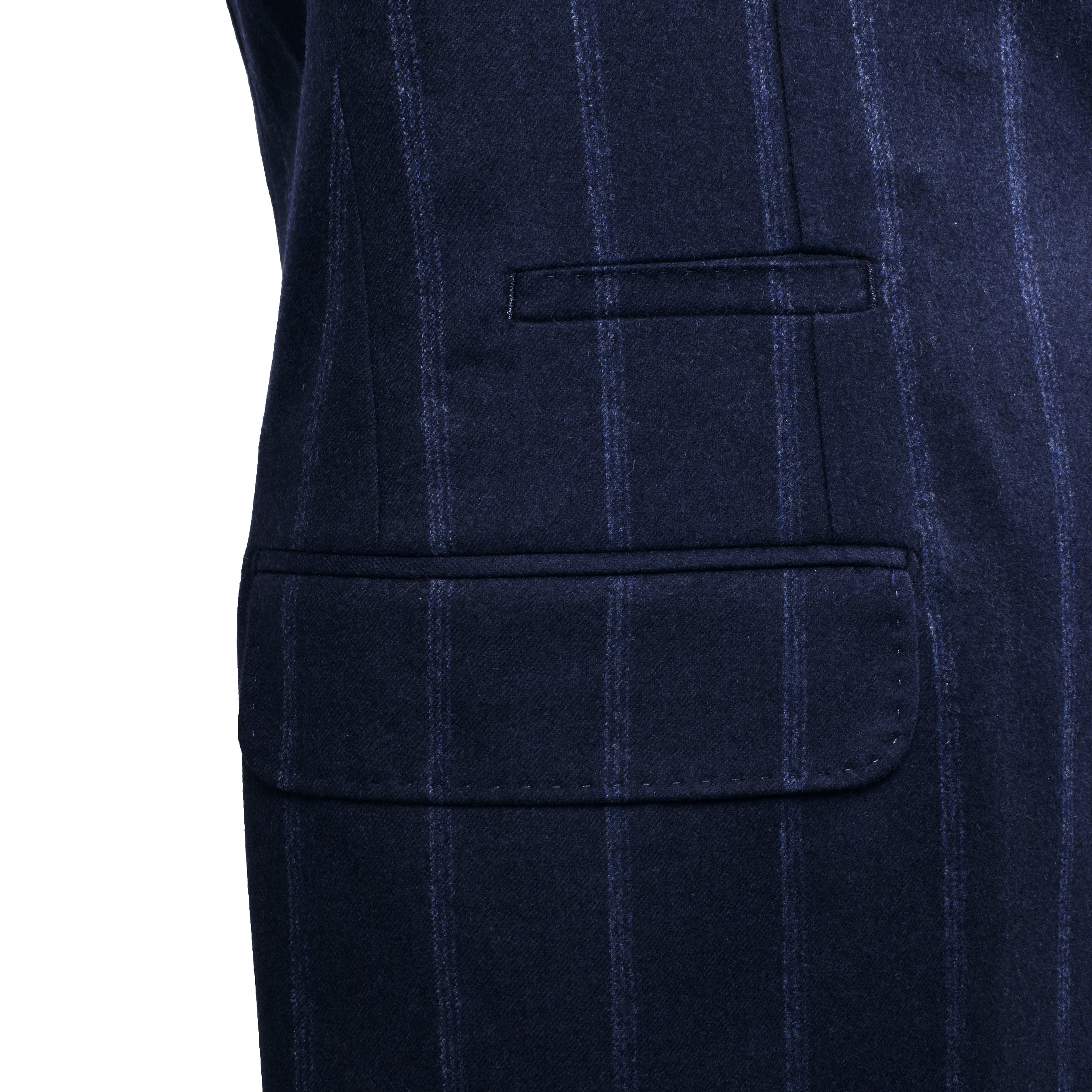 BRUNELLO CUCINELLI MEN'S BLUE CASHMERE BLEND STRIPED SUIT