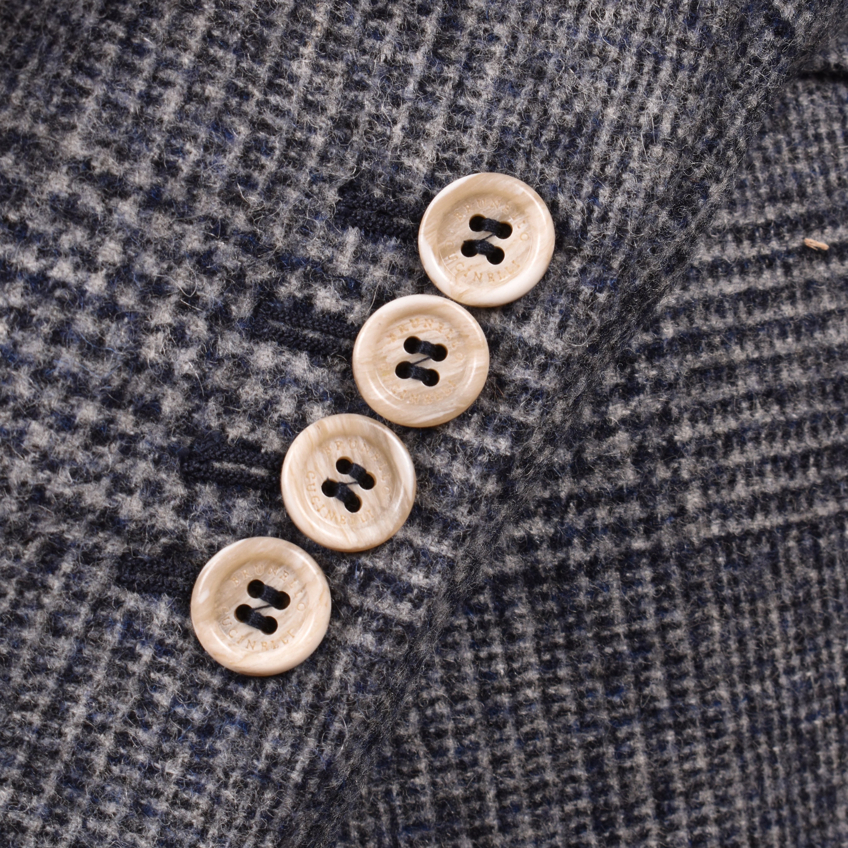 BRUNELLO CUCINELLI MEN'S DENIM CHECK WOOL BLEND SUIT