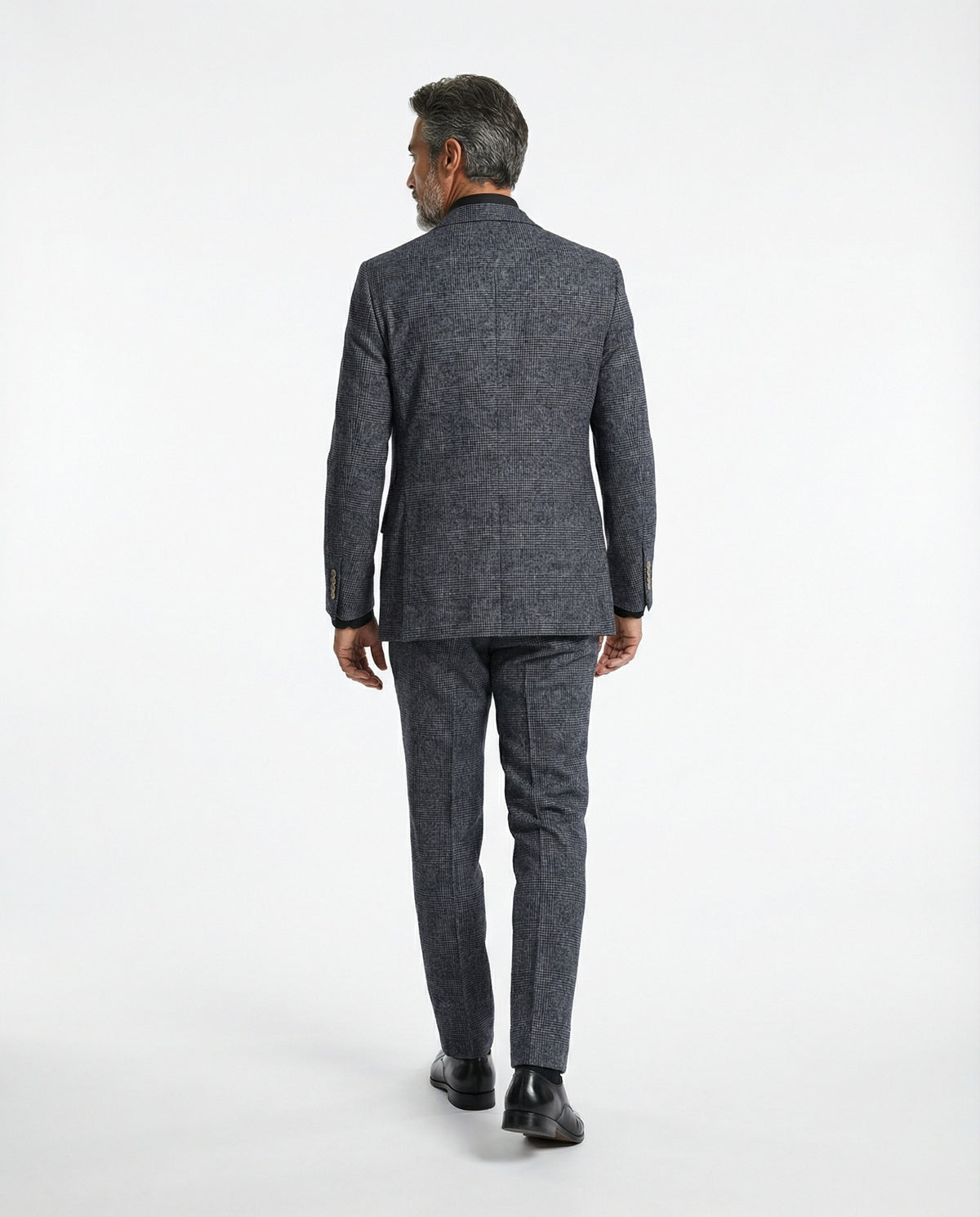BRUNELLO CUCINELLI MEN'S BLUE WOOL CHECK SUIT