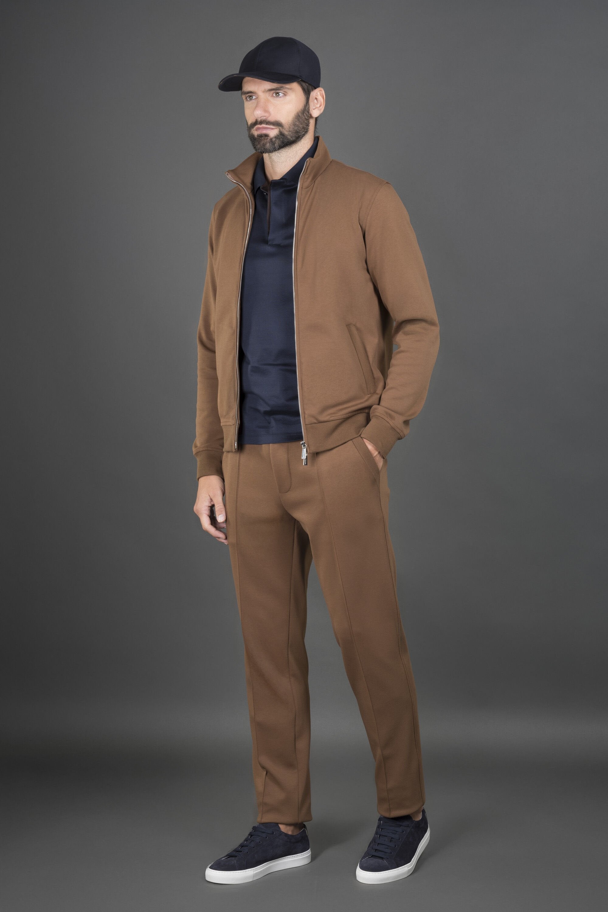 MOORER MEN'S BROWN ZIP UP JACKET