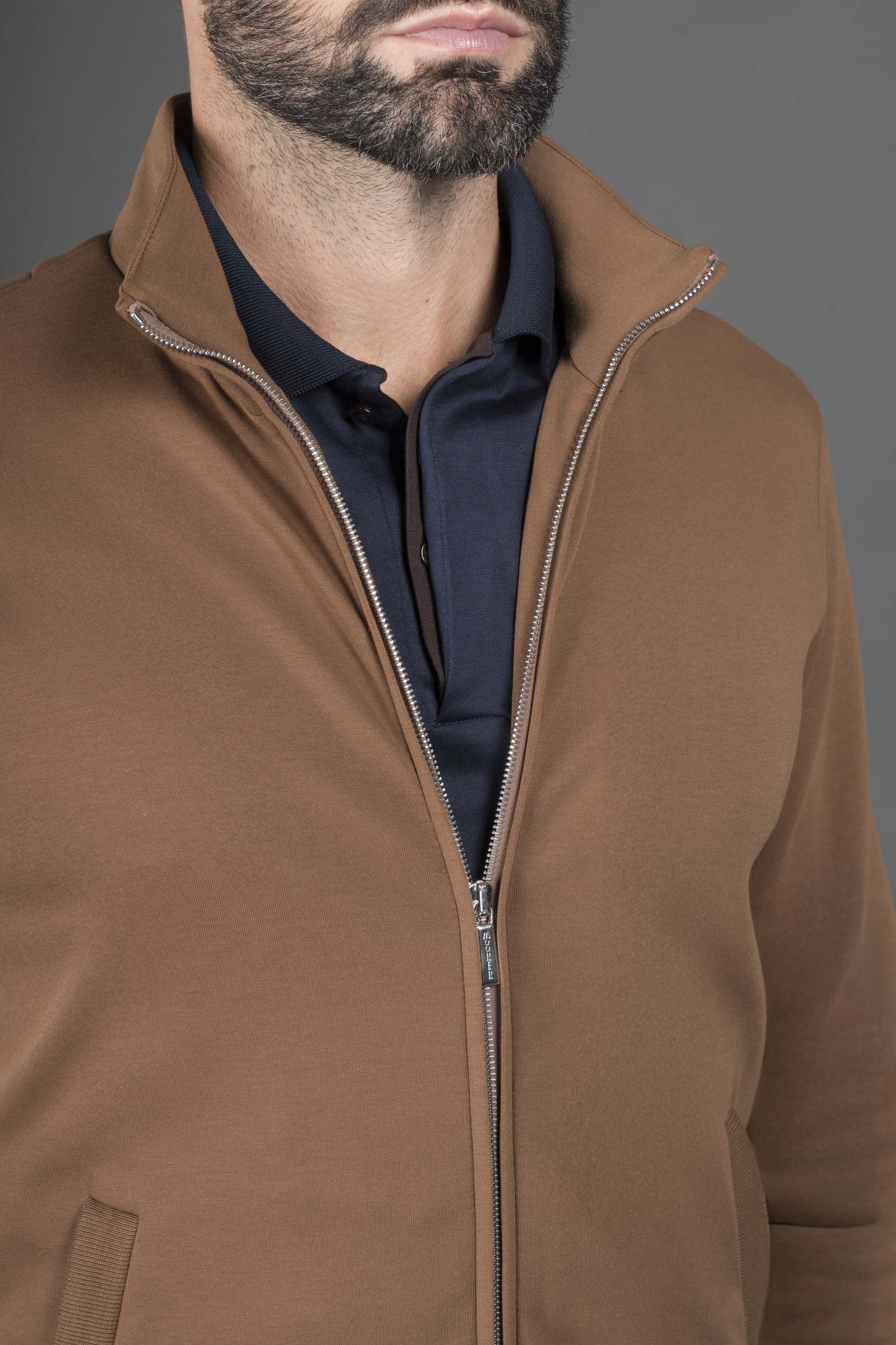 MOORER MEN'S BROWN ZIP UP JACKET
