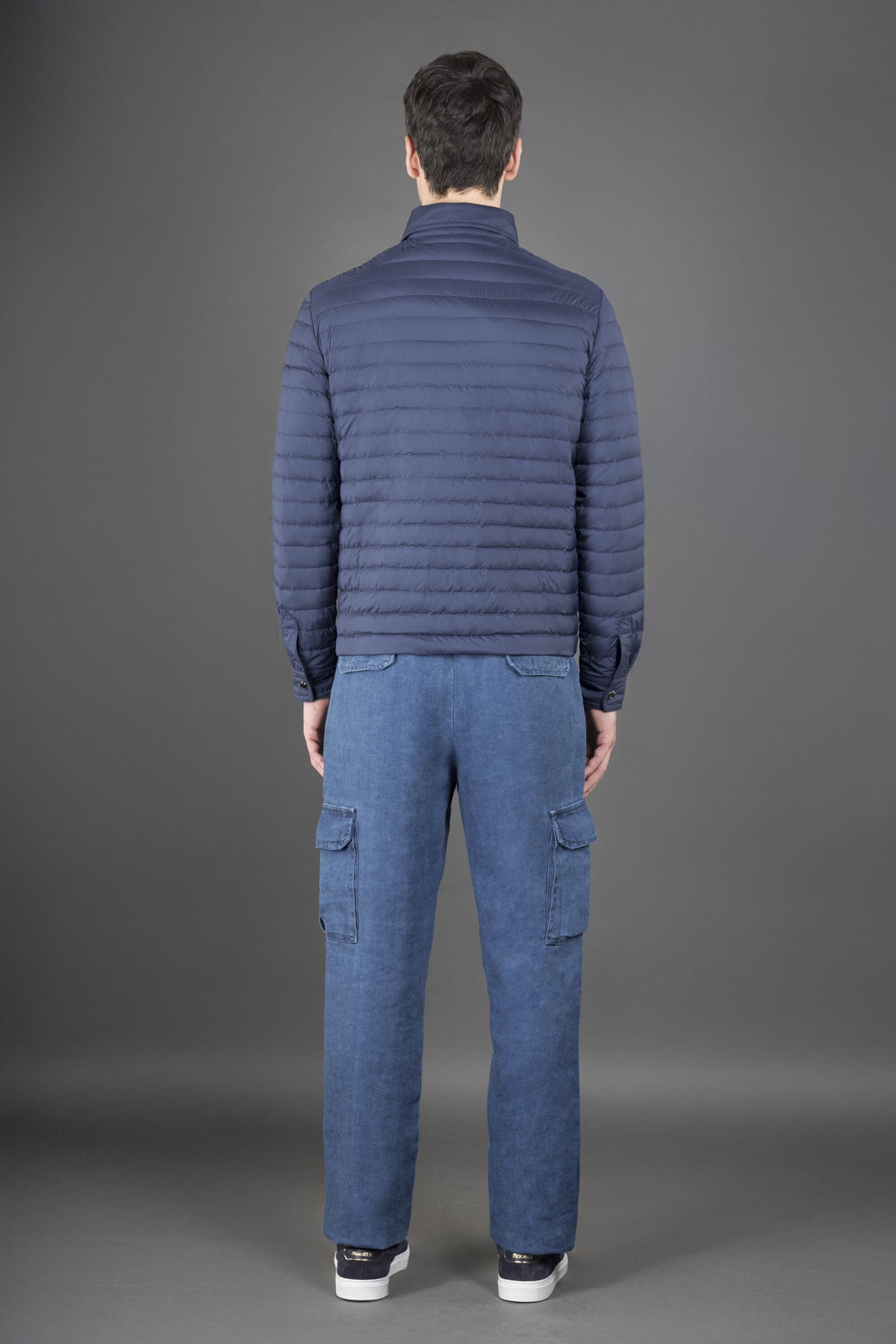 MOORER MEN'S NAVY QUILTED JACKET WITH POCKETS