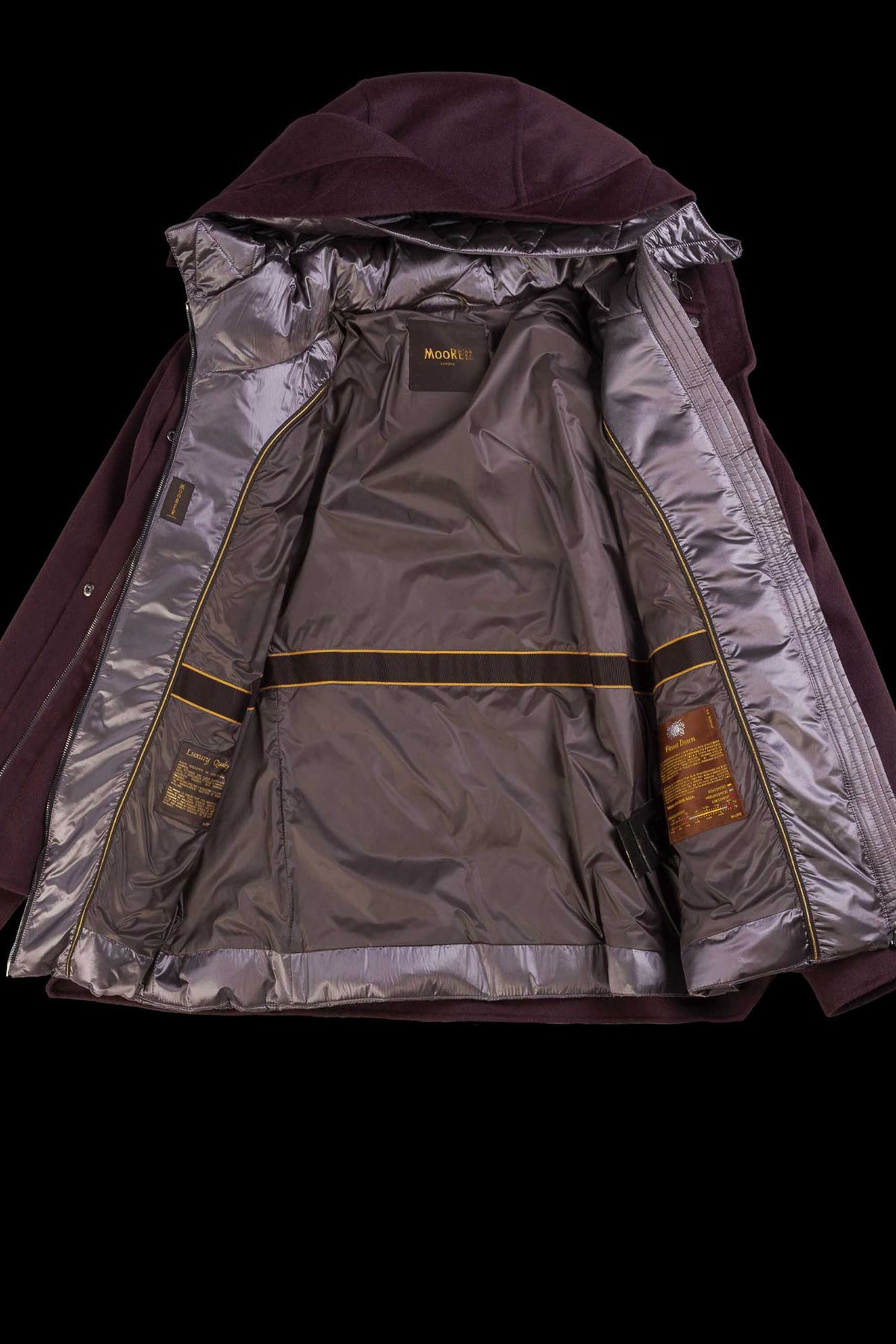 MOORER WOMEN'S BURGUNDY QUILTED HOODED JACKET