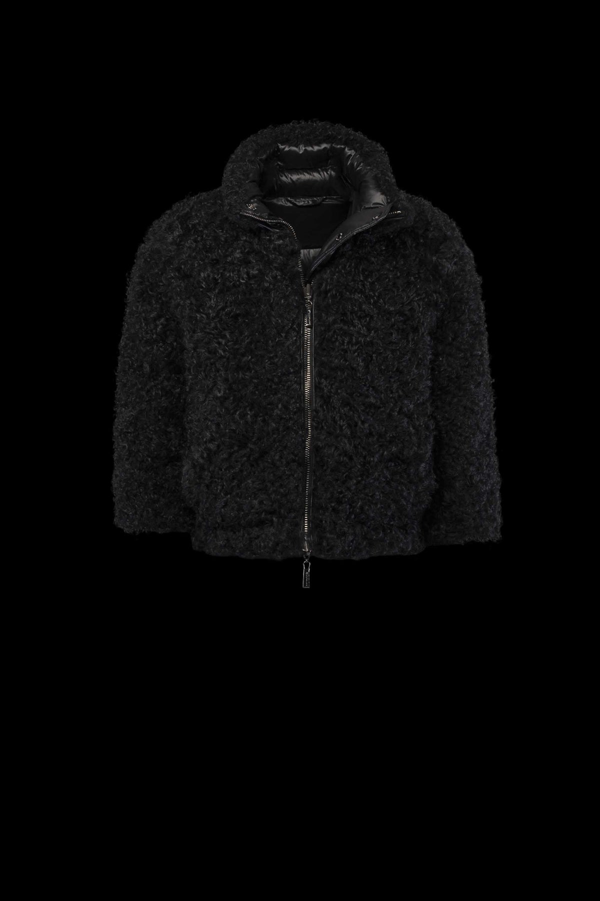 MOORER WOMEN'S BLACK PUFFER JACKET WITH SHEARLING COLLAR