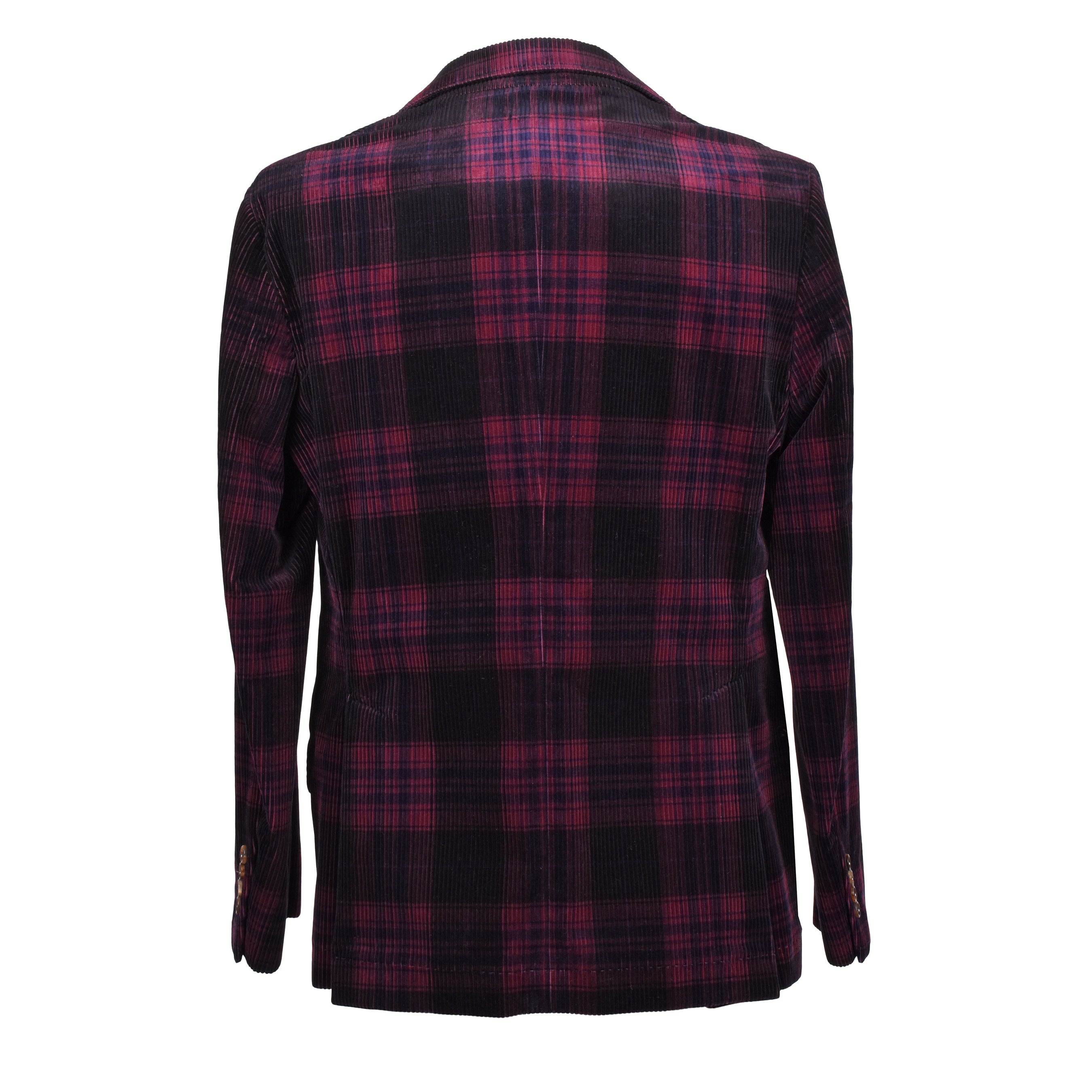BRUNELLO CUCINELLI MEN'S BURGUNDY PLAID CORDUROY BLAZER