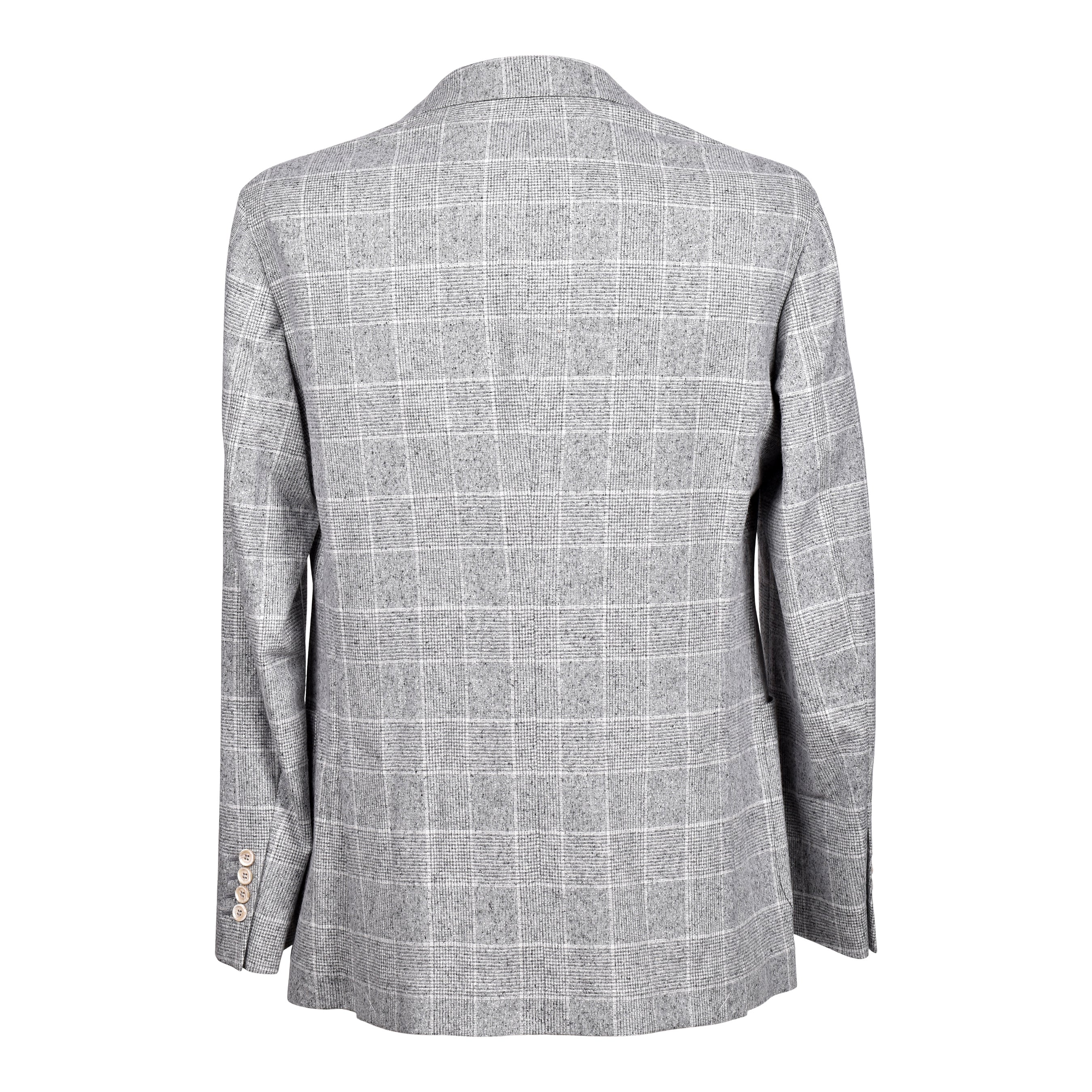 BRUNELLO CUCINELLI MEN'S PEARL GREY WOOL DOUBLE-BREASTED BLAZER
