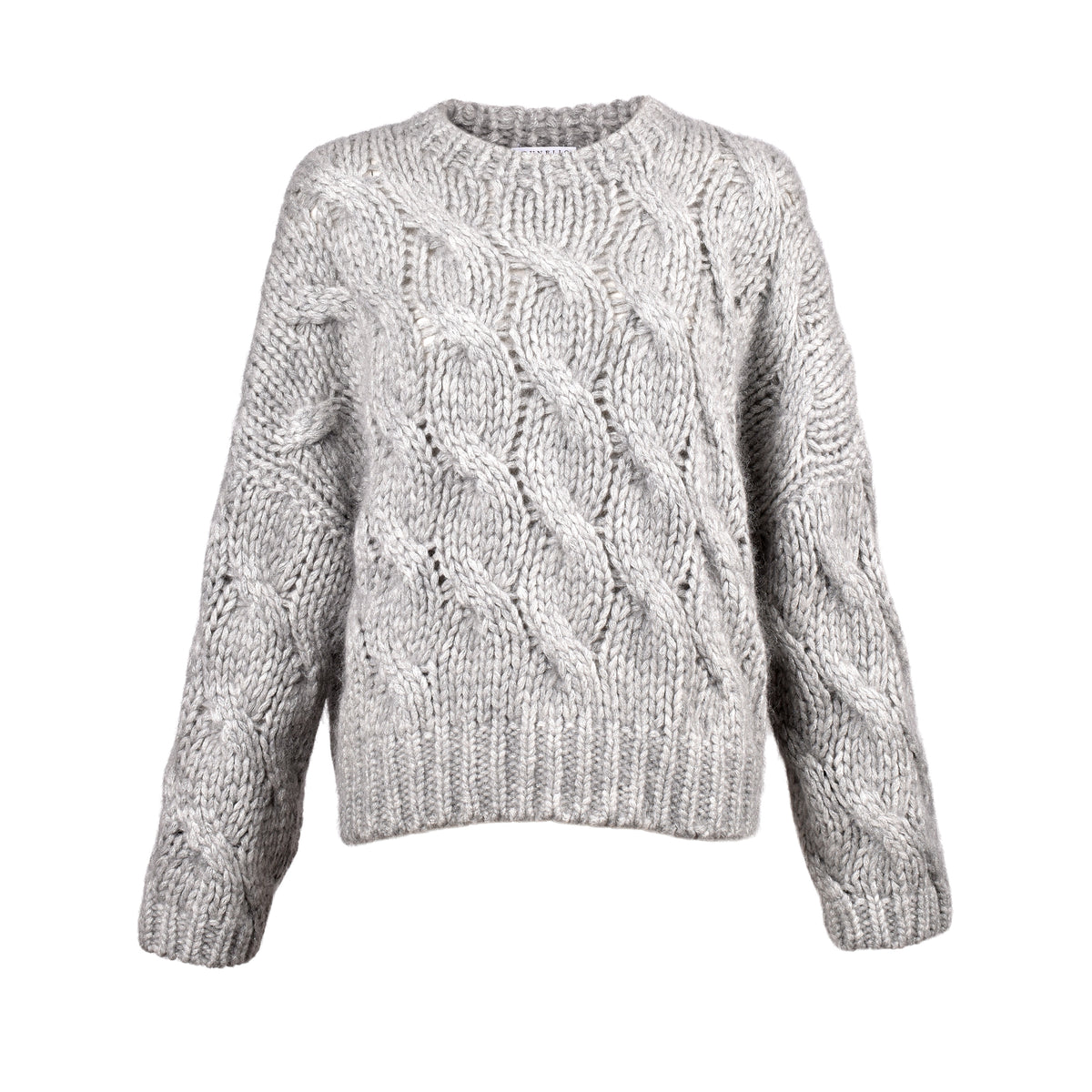 BRUNELLO CUCINELLI WOMEN'S LIGHT GREY WOOL SWEATER