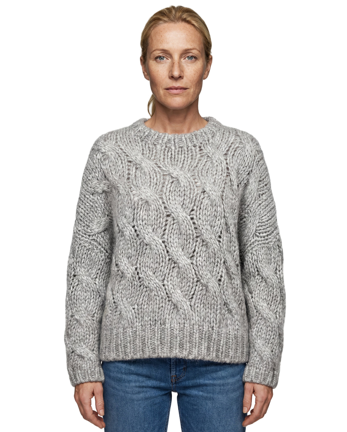 BRUNELLO CUCINELLI WOMEN'S LIGHT GREY WOOL SWEATER