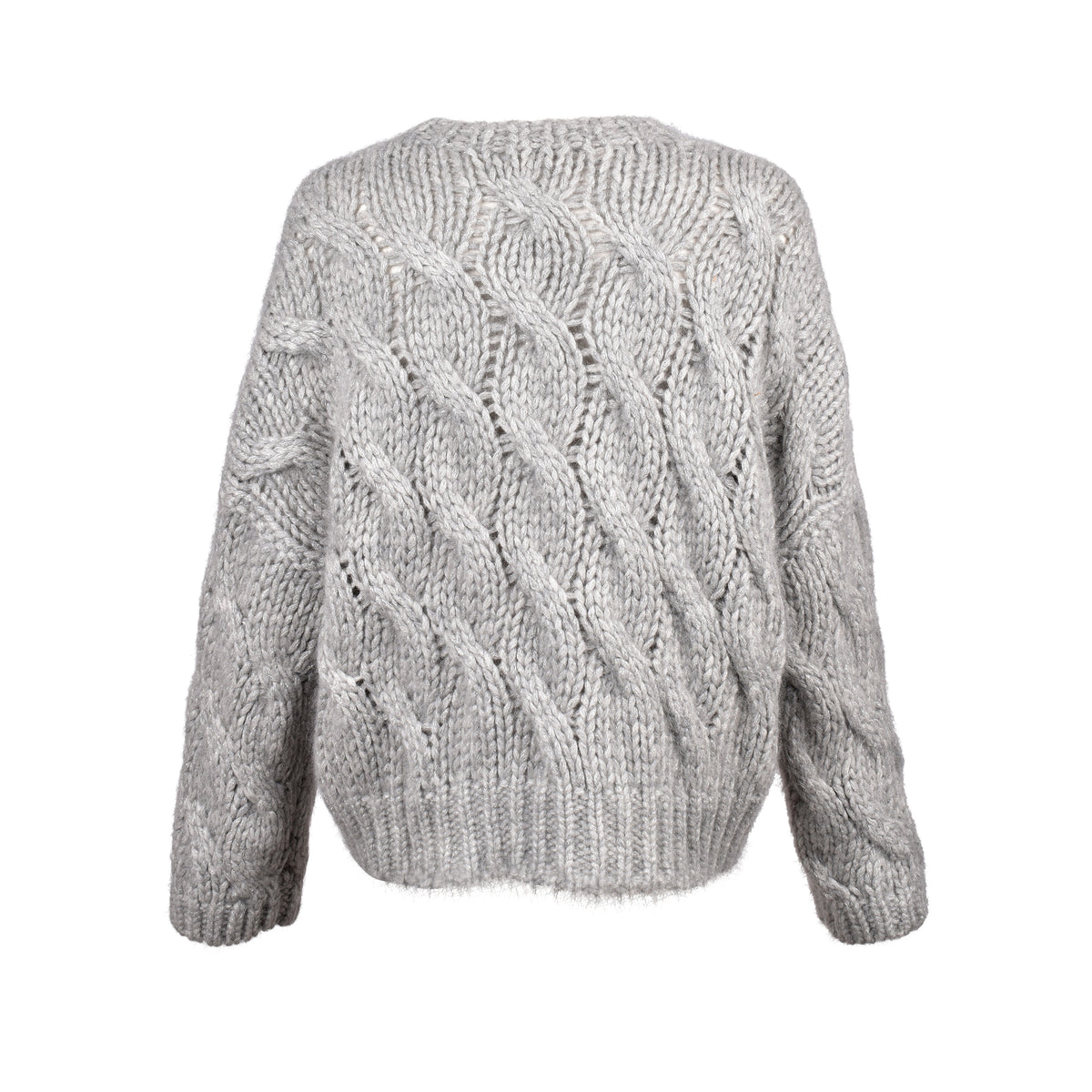 BRUNELLO CUCINELLI WOMEN'S LIGHT GREY WOOL SWEATER