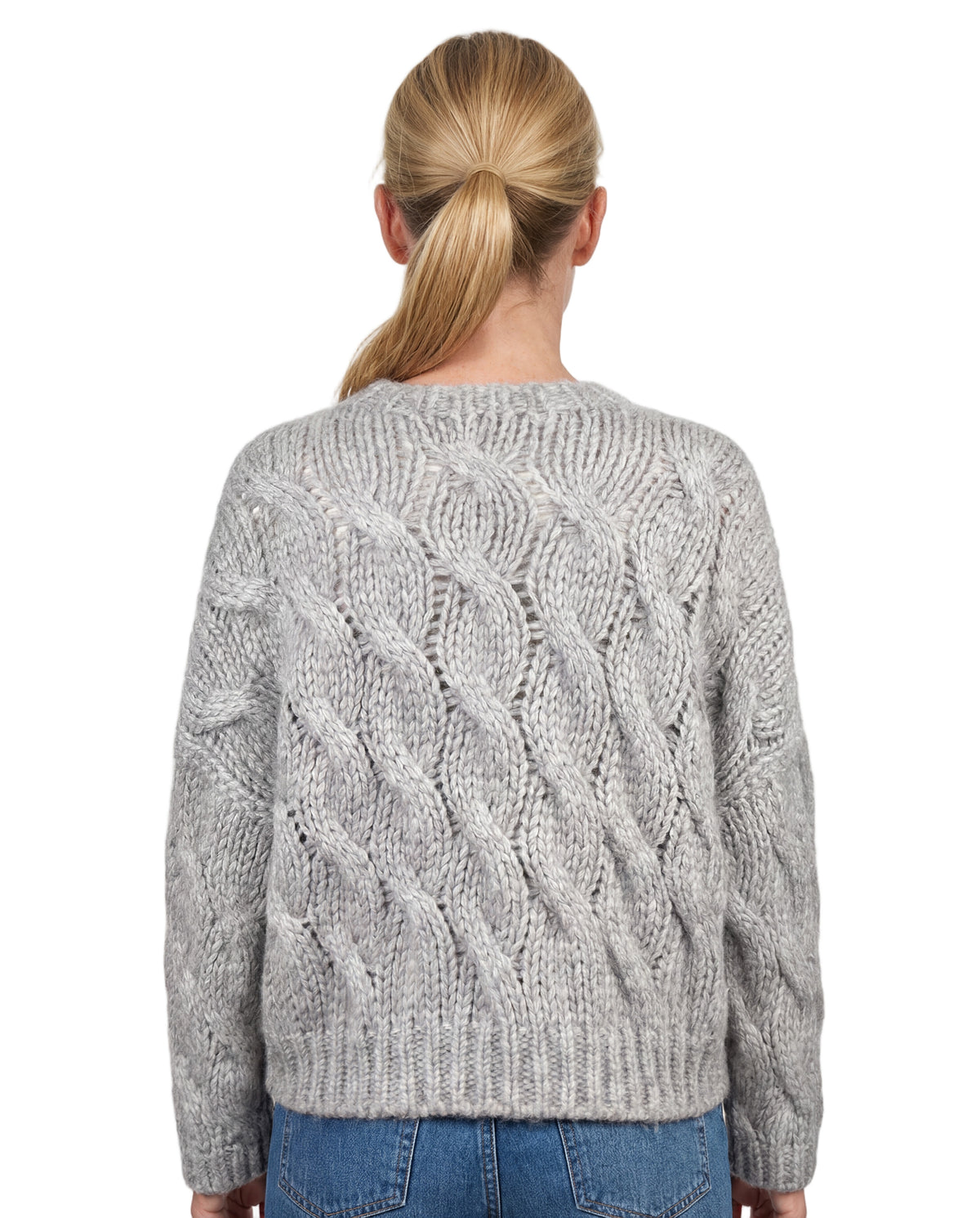 BRUNELLO CUCINELLI WOMEN'S LIGHT GREY WOOL SWEATER