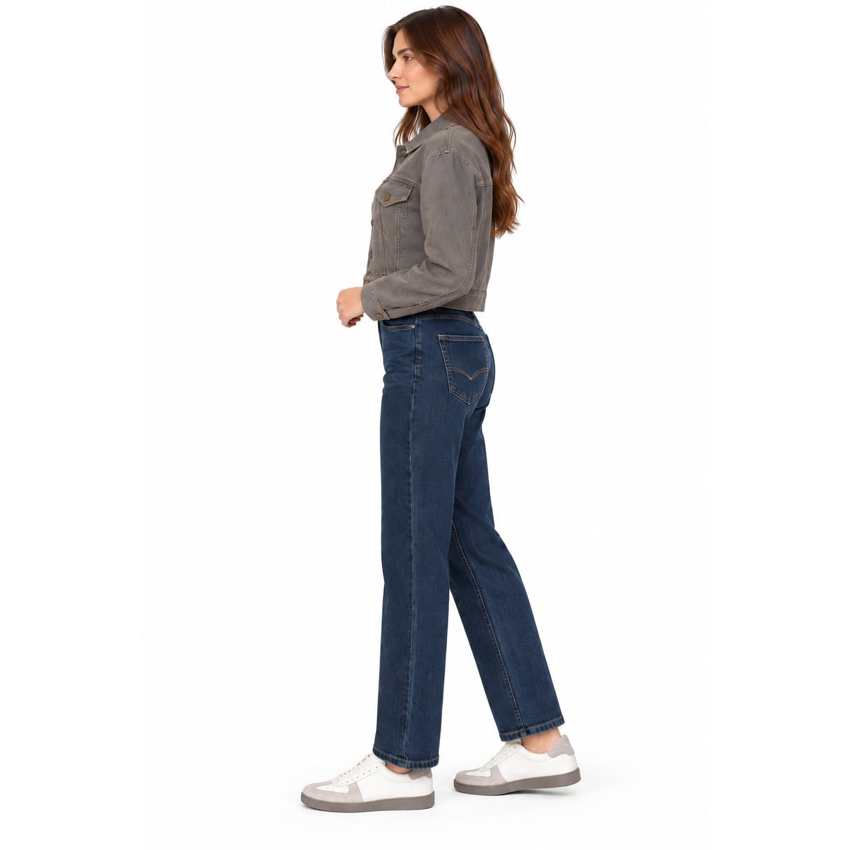 Peserico Gray Cropped Denim Jacket