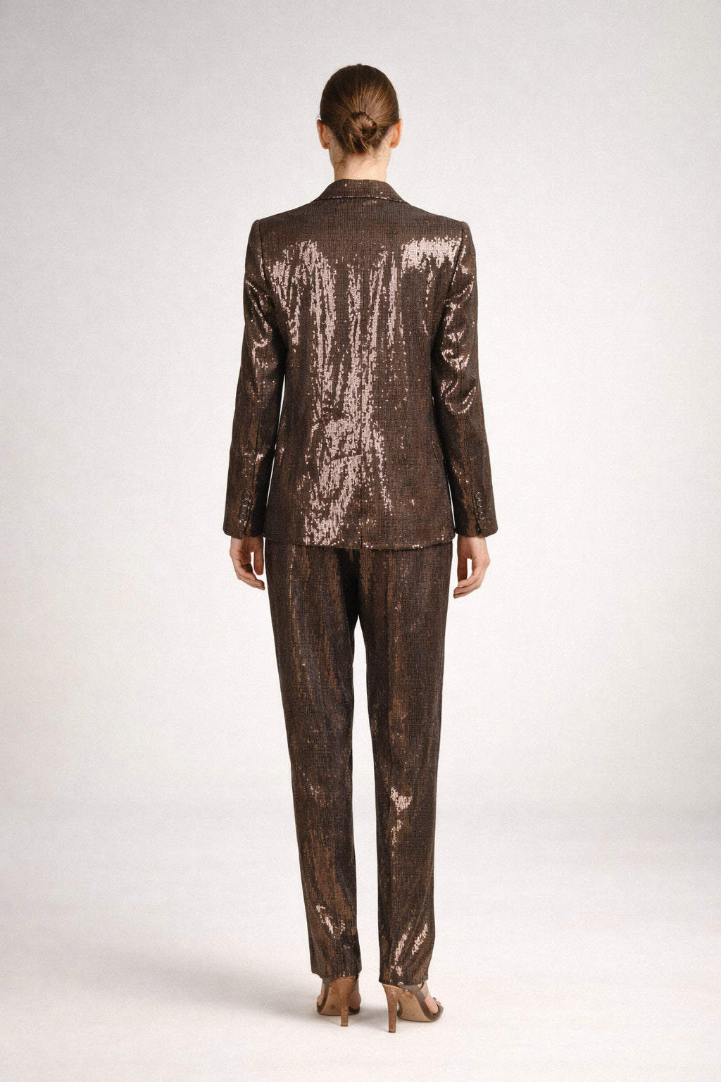 BRUNELLO CUCINELLI WOMEN'S BROWN SILK BLEND SUIT