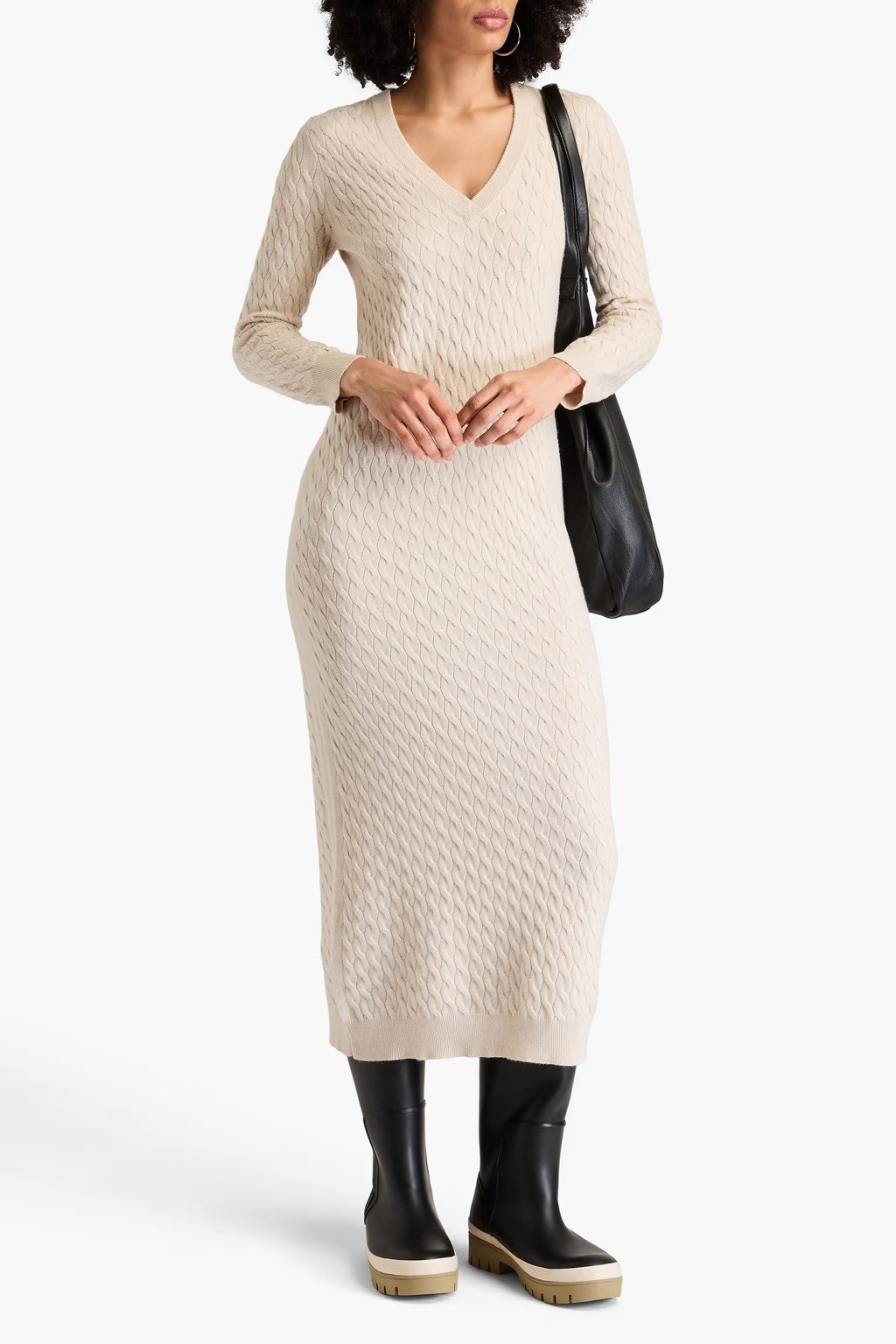 BRUNELLO CUCINELLI WOMEN'S BEIGE WOOL SILK DRESS