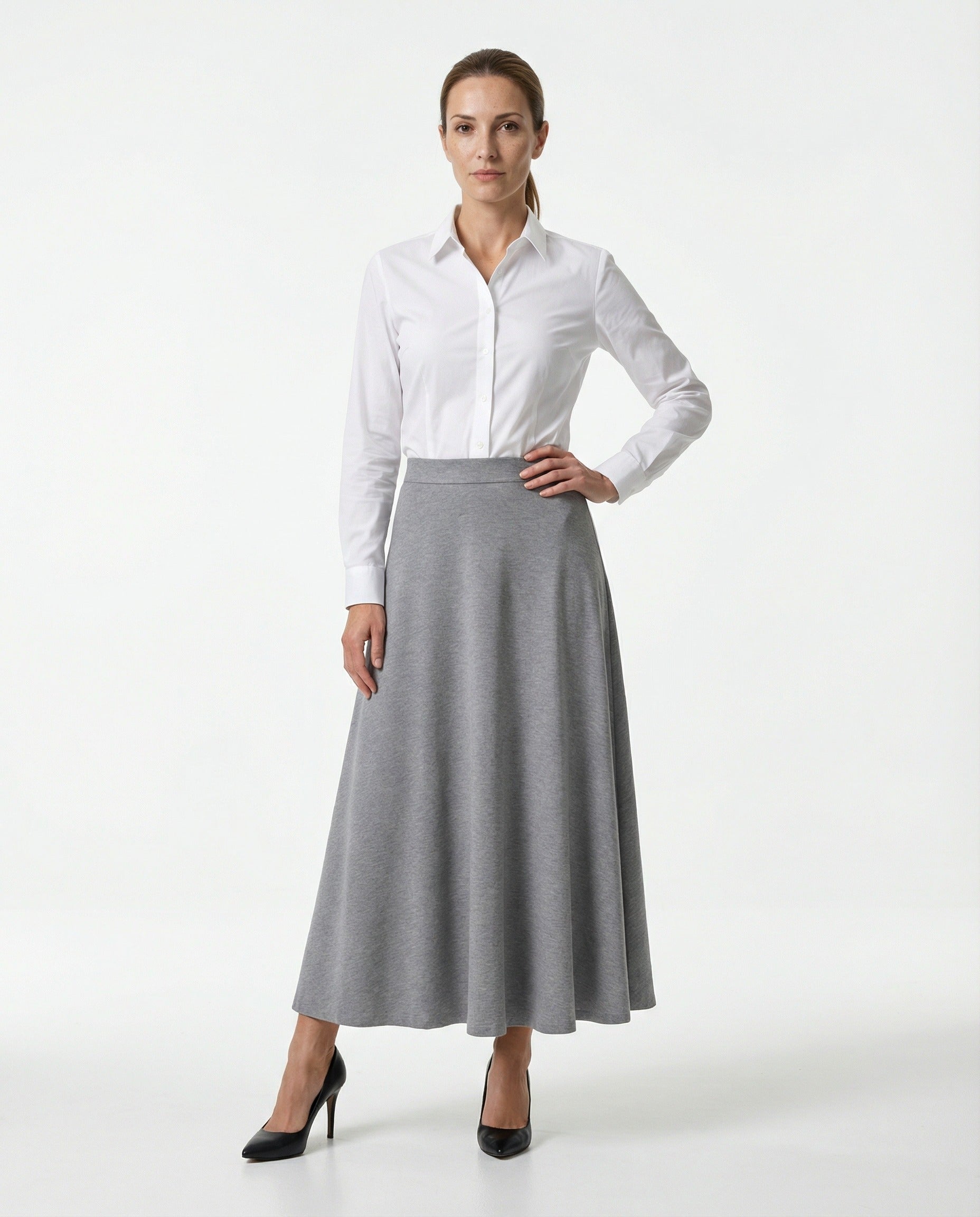 BRUNELLO CUCINELLI WOMEN'S MEDIUM GREY A-LINE SKIRT