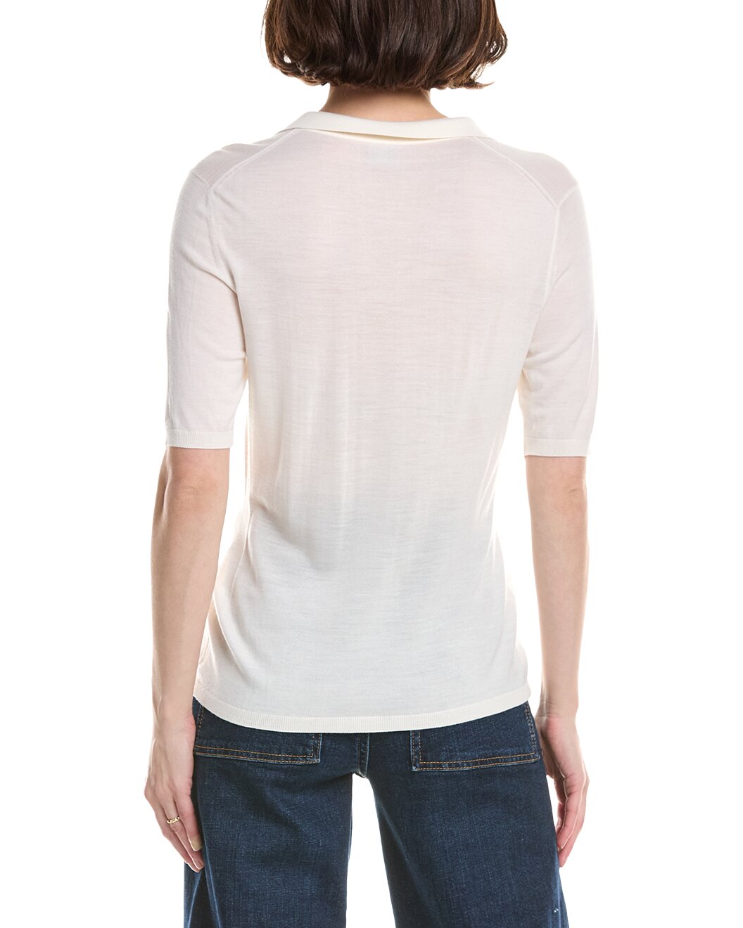 ELEVENTY WOMEN'S OFF WHITE KNIT POLO SWEATER