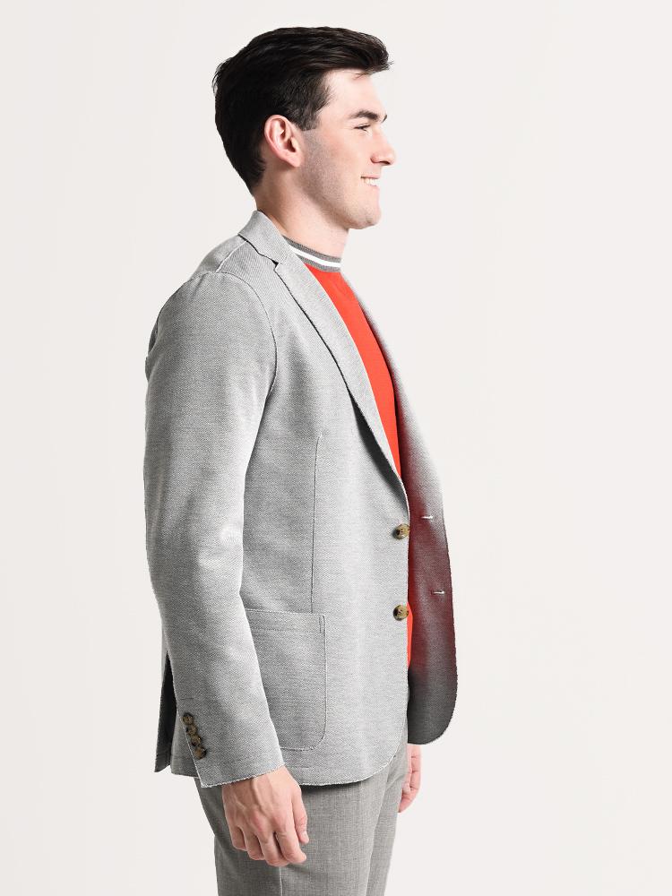 ELEVENTY MEN'S MEDIUM GREY WOOL TAILORED BLAZER PATCH POCKETS