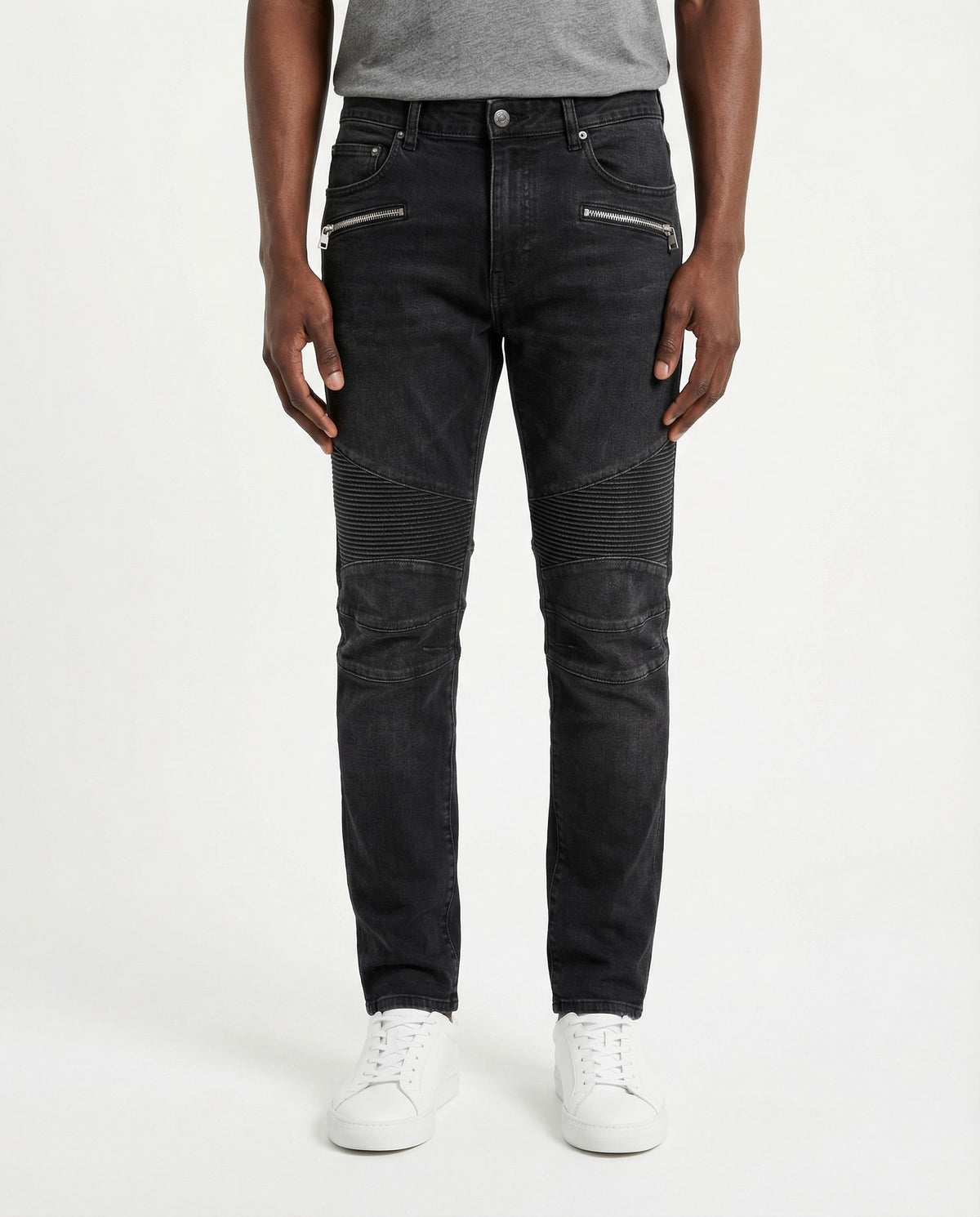 BALMAIN MEN'S BLACK RIBBED SLIM TROUSERS
