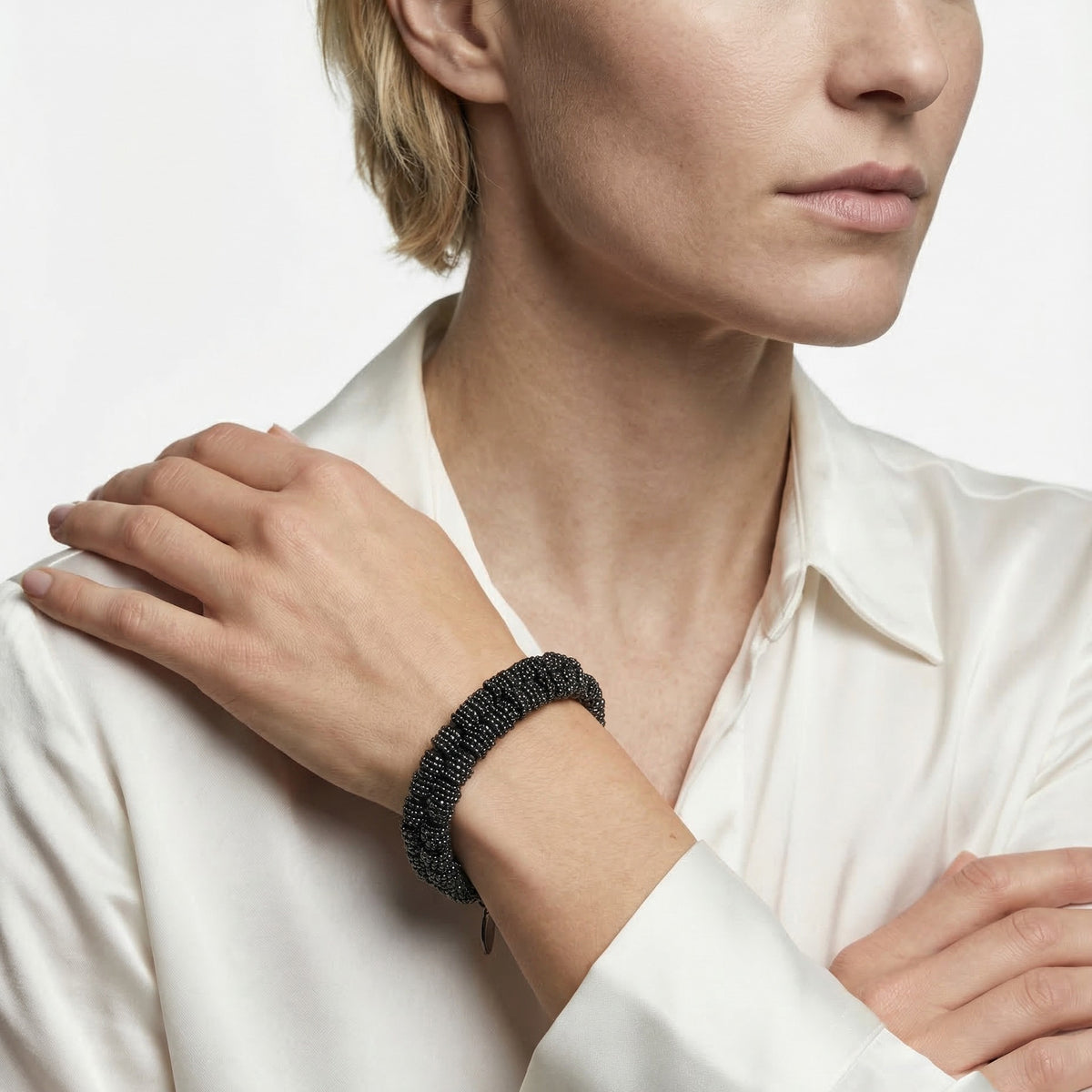 BRUNELLO CUCINELLI WOMEN'S BLACK RUTHENIUM BEAD BRACELET