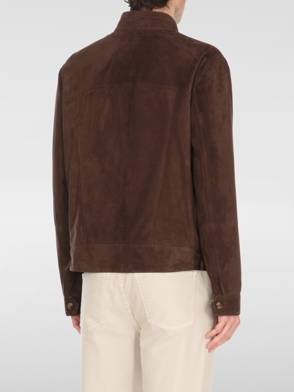 BRUNELLO CUCINELLI MEN'S RAVEN SUEDE ZIP-UP JACKET