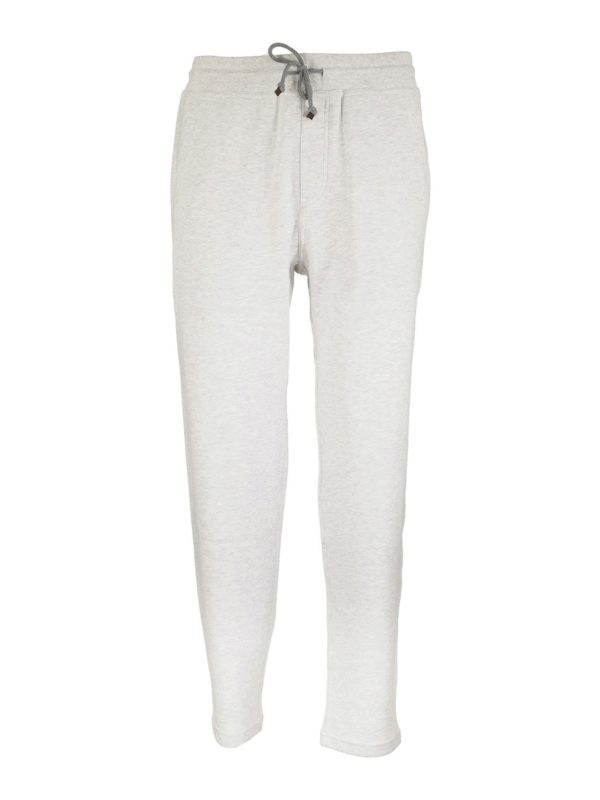 BRUNELLO CUCINELLI MEN'S LIGHT GREY GYM TROUSERS