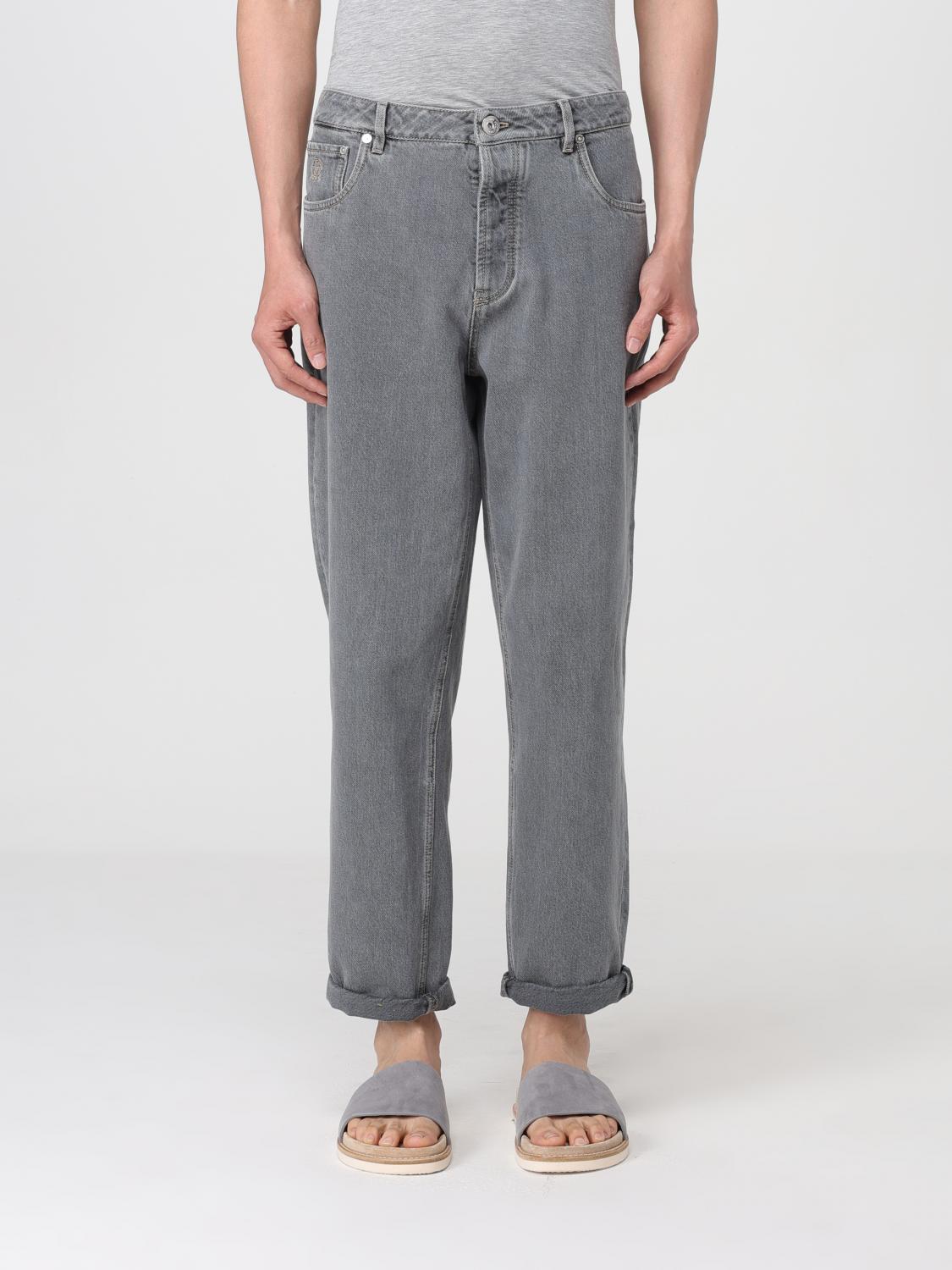 BRUNELLO CUCINELLI MEN'S LIGHT DENIM RELAXED TROUSERS