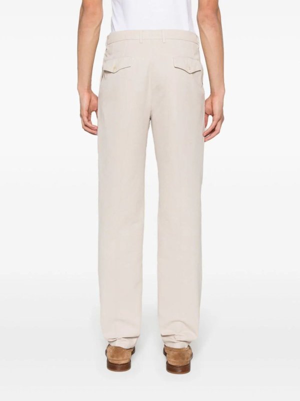 BRUNELLO CUCINELLI MEN'S CREAM TAILORED COTTON TROUSERS