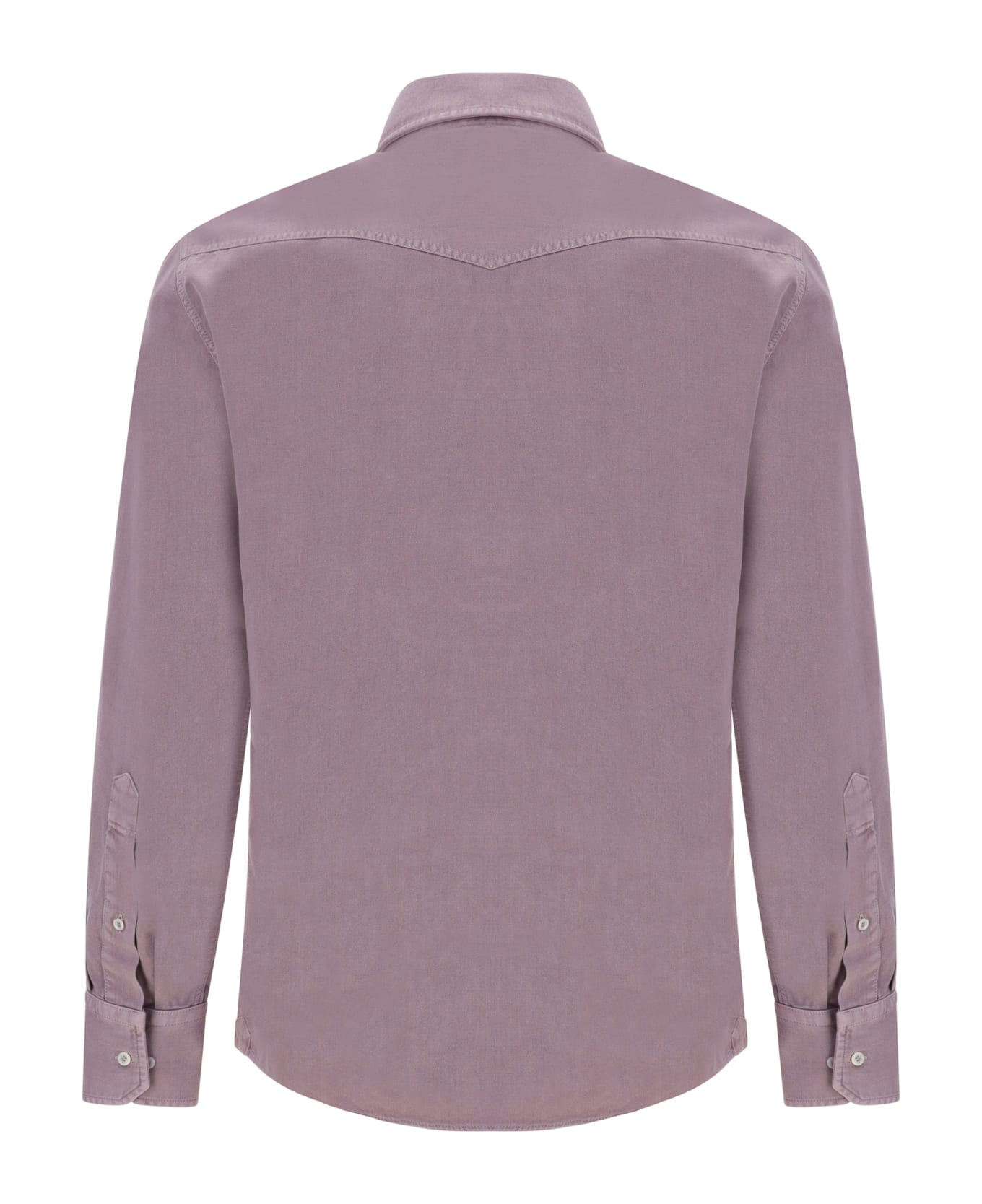 BRUNELLO CUCINELLI MEN'S MAUVE WESTERN-STYLE SHIRT