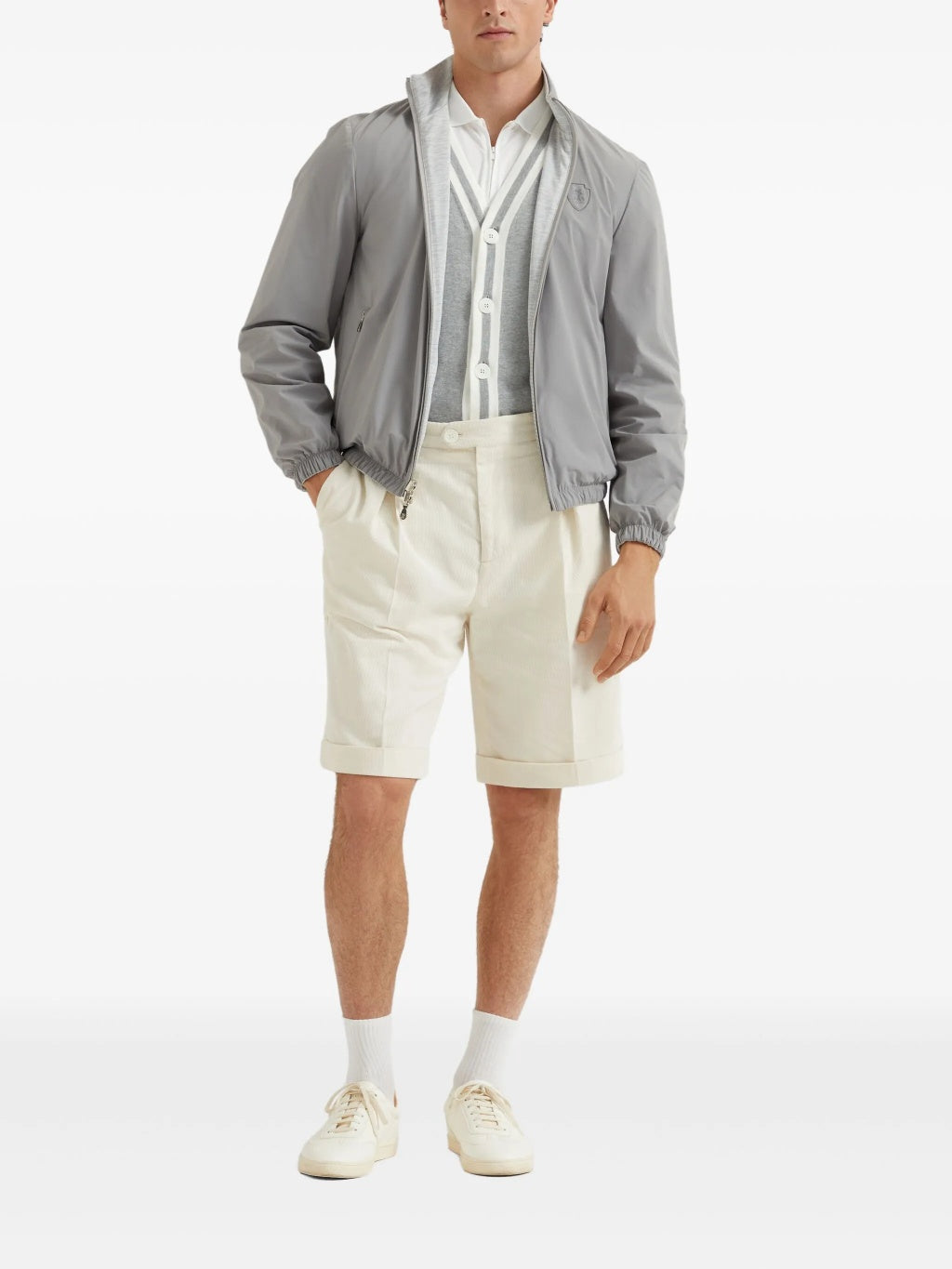 BRUNELLO CUCINELLI MEN'S OFF WHITE TAILORED SHORTS
