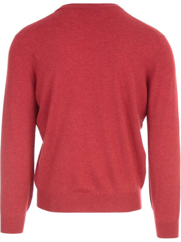 BRUNELLO CUCINELLI MEN'S RED CASHMERE CREWNECK SWEATER