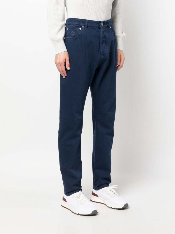 BRUNELLO CUCINELLI MEN'S DARK BLUE LEISURE TROUSERS