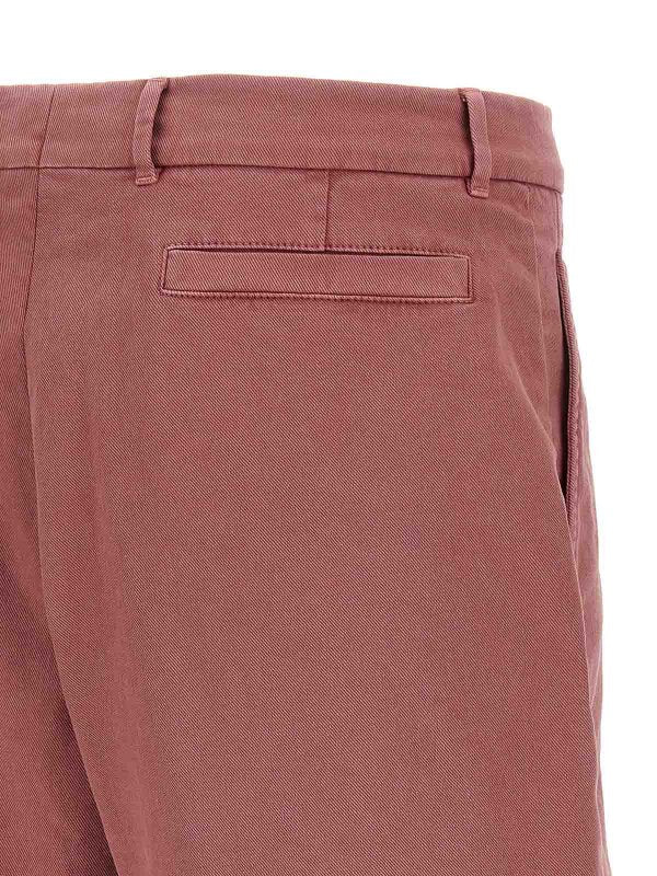 BRUNELLO CUCINELLI MEN'S RASPBERRY TAILORED COTTON SHORTS