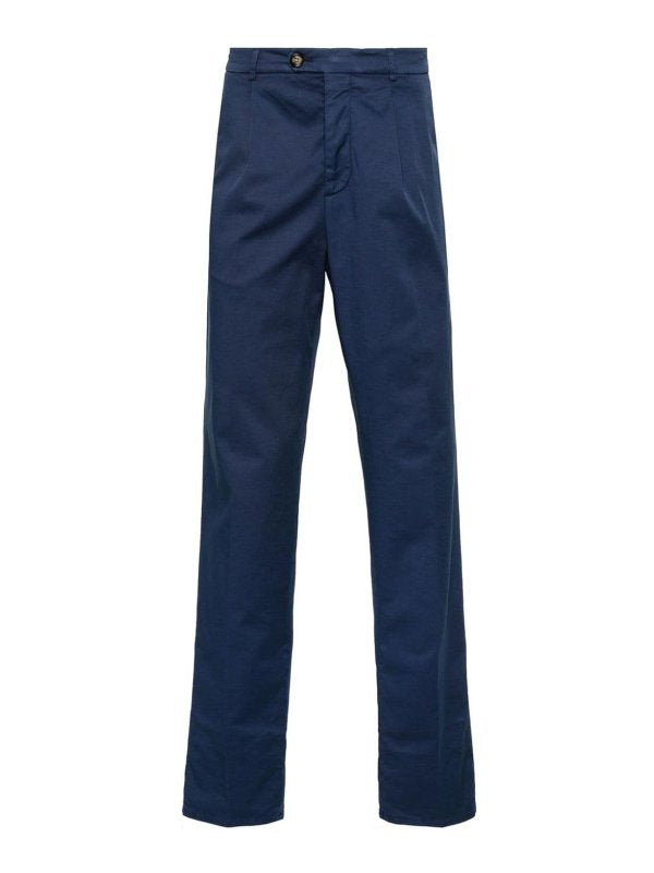 BRUNELLO CUCINELLI MEN'S DARK BLUE TAILORED TROUSERS