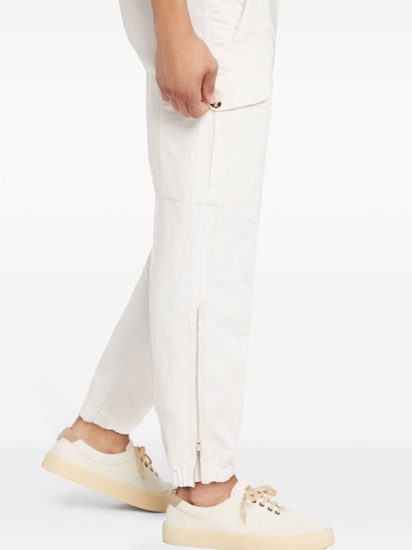 BRUNELLO CUCINELLI MEN'S OFF WHITE LINEN TROUSERS