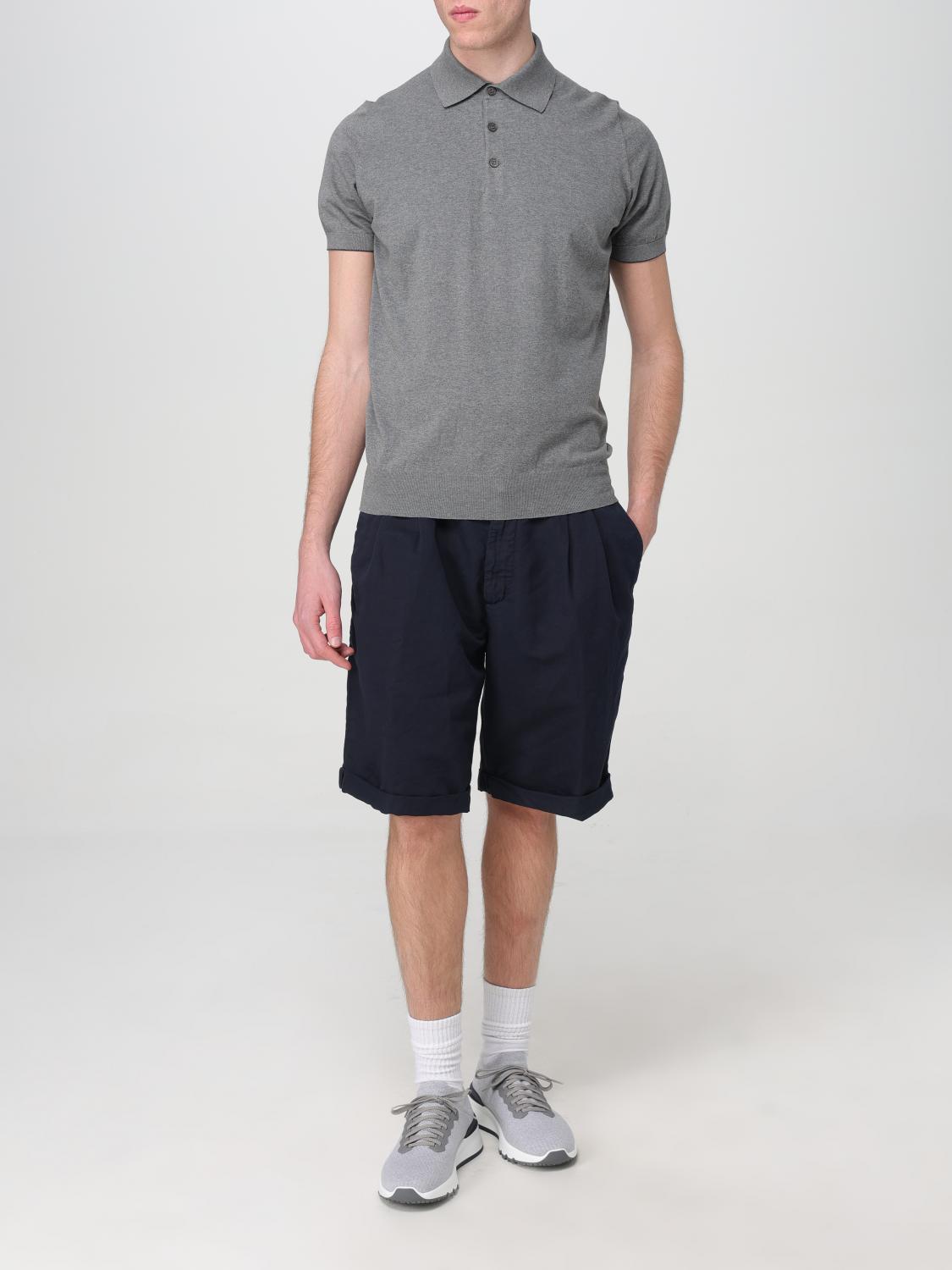 BRUNELLO CUCINELLI MEN'S NAVY TAILORED LINEN SHORTS
