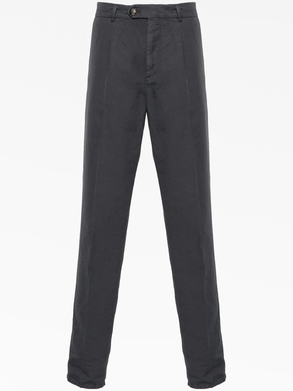 BRUNELLO CUCINELLI MEN'S DARK GREY LINEN TROUSERS
