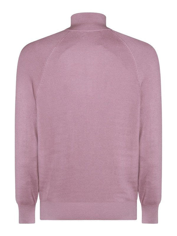 BRUNELLO CUCINELLI MEN'S MALLOW HALF-ZIP SWEATER