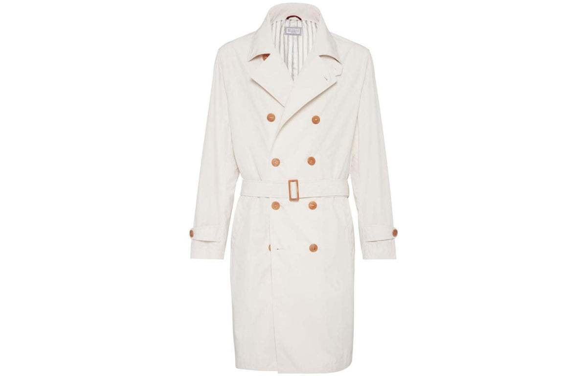 BRUNELLO CUCINELLI MEN'S IVORY DOUBLE BREASTED JACKET